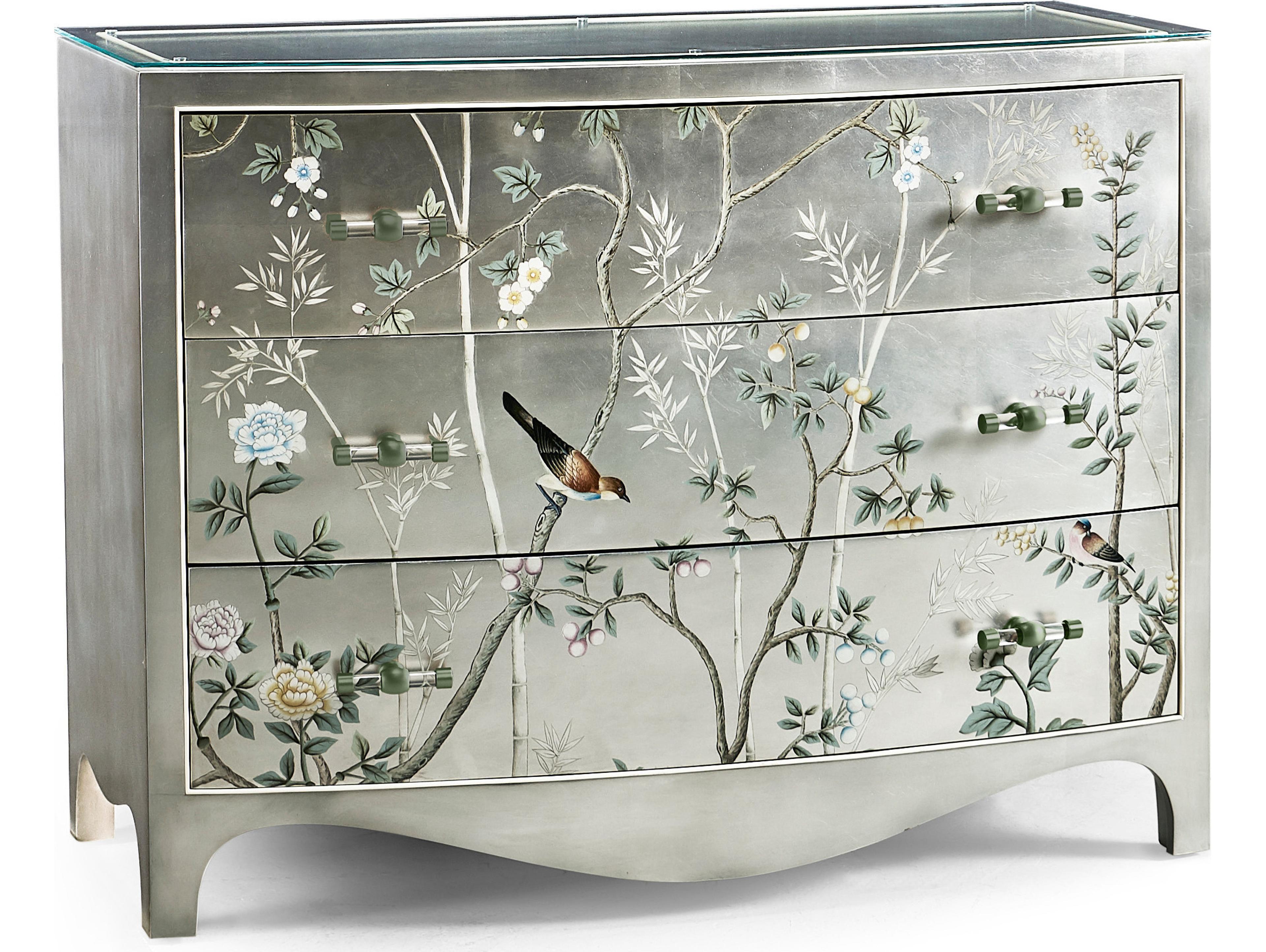 Jonathan Charles Jc Modern Painted Scene: De Gournay Silver Accent Chest