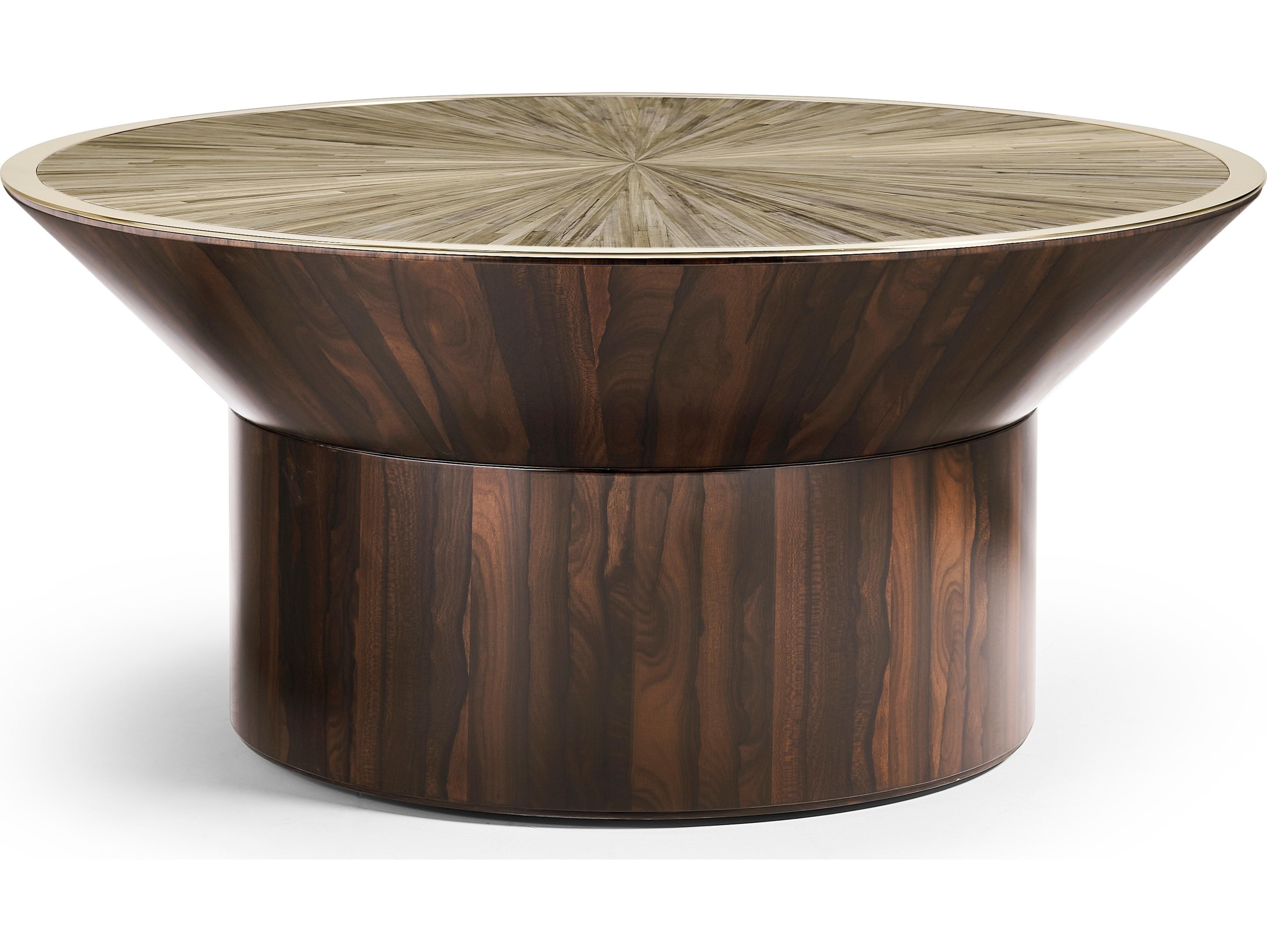 Jonathan Charles Jc Modern Round Wood Natural Straw Coffee Table