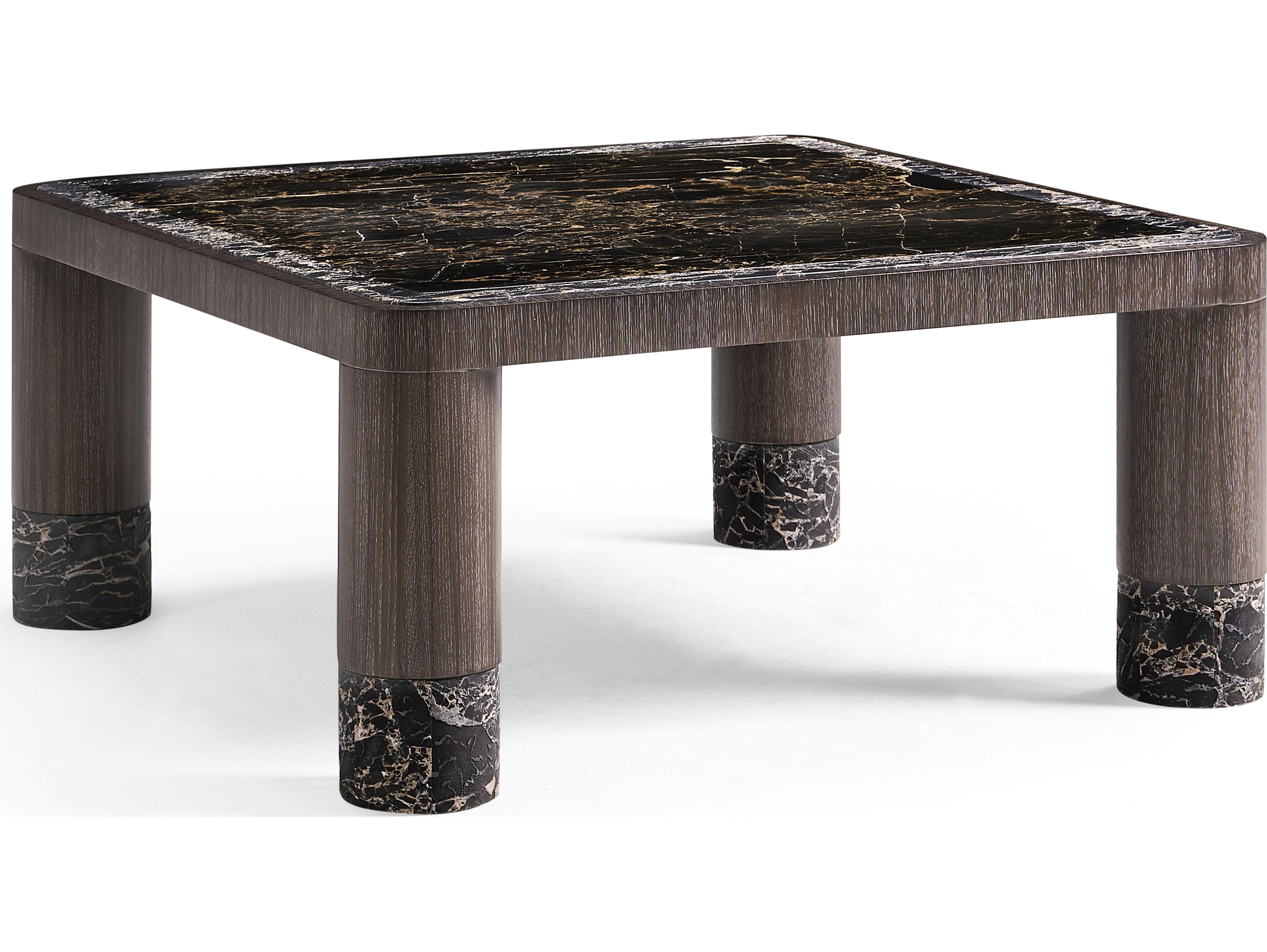 Jonathan Charles Jc Modern Square Marble Chocolate Apricot Oak Coffee Table