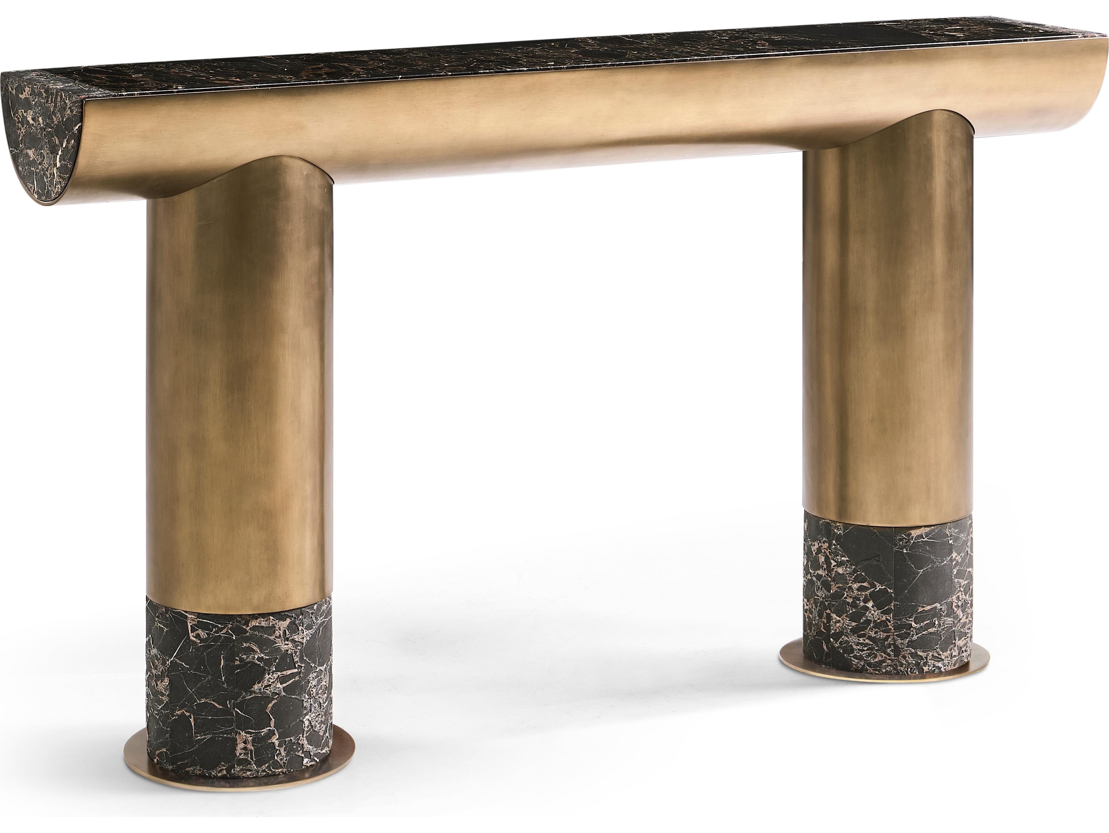 Jonathan Charles Jc Modern Rectangular Marble Industrial Bronze Console Table