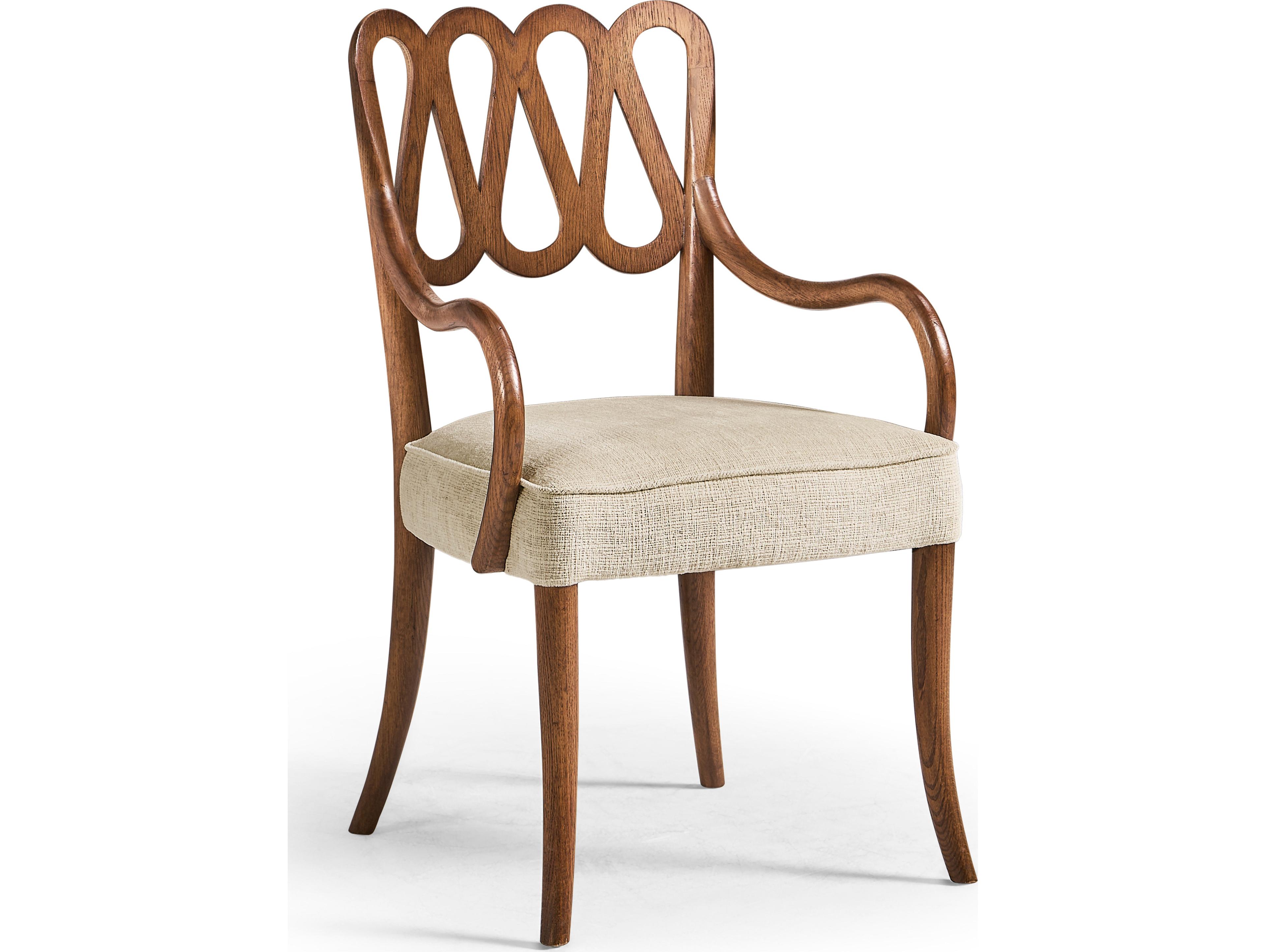 Jonathan Charles William Yeoward Oak Wood Upholstered Arm Dining Chair