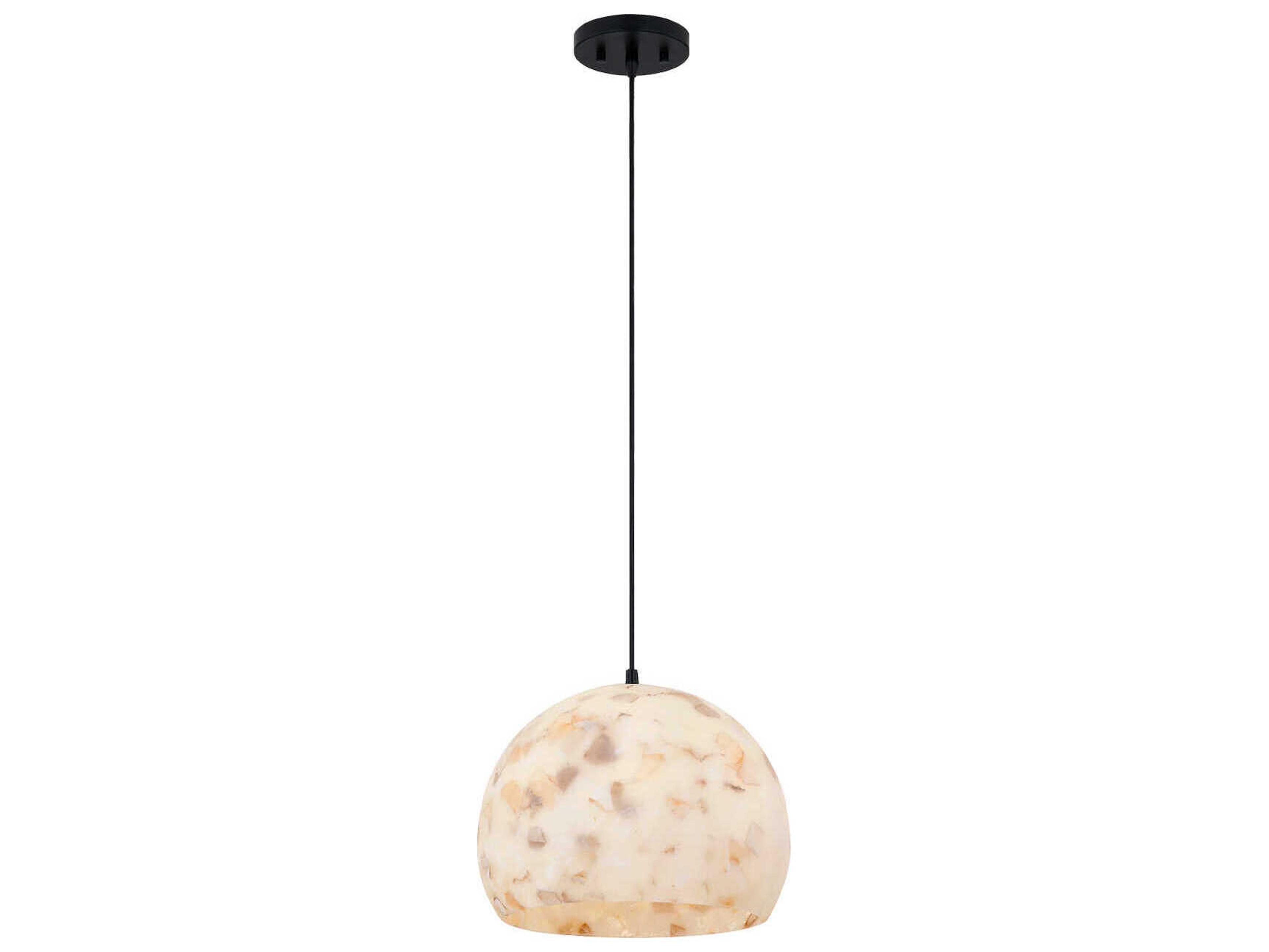 Justice Design Group Alabaster Rocks Globe 1-Light Matte Black Mini Pendant