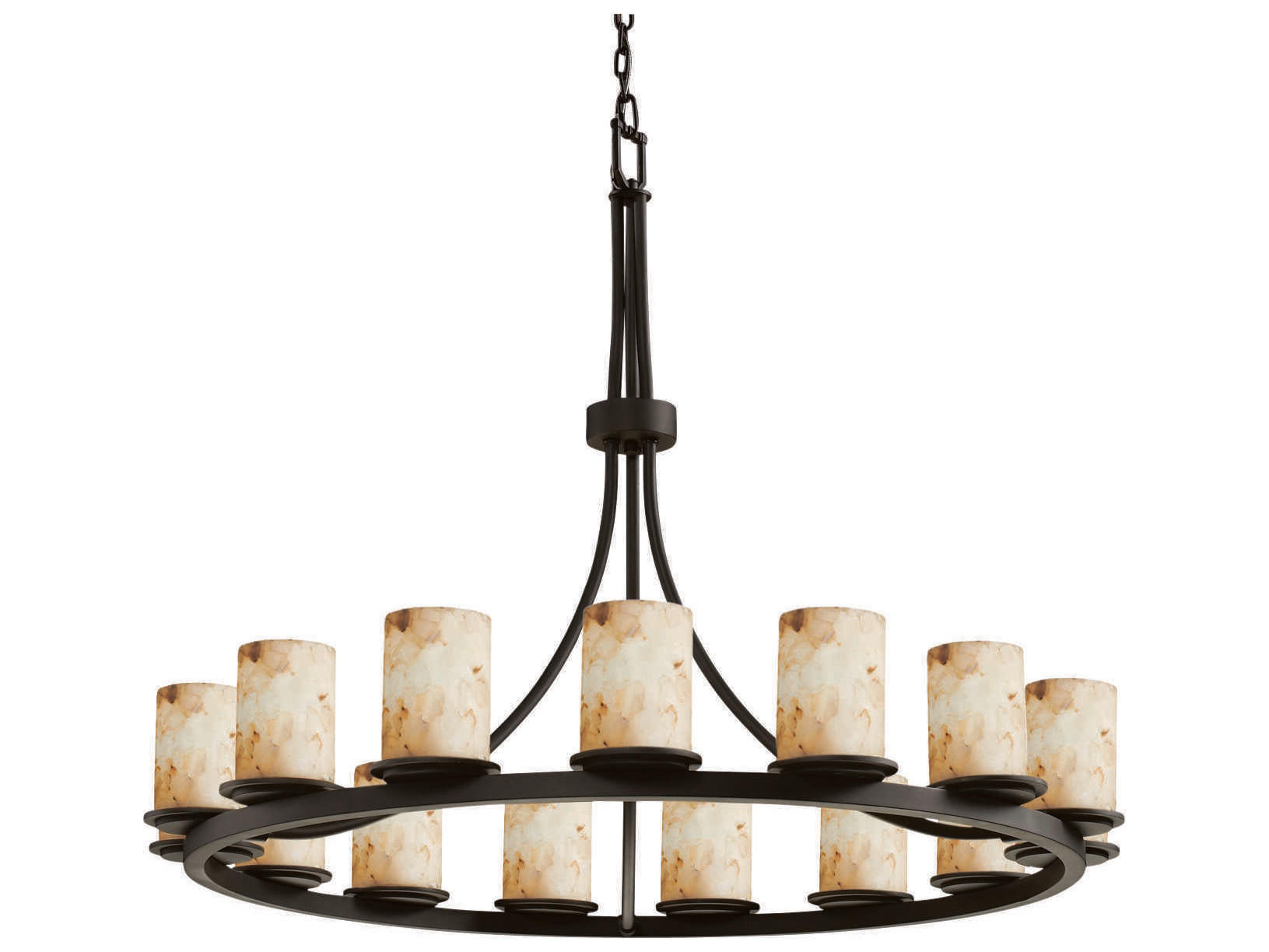 Justice Design Group Alabaster Rocks 15-Light Bronze Cylinder Chandelier