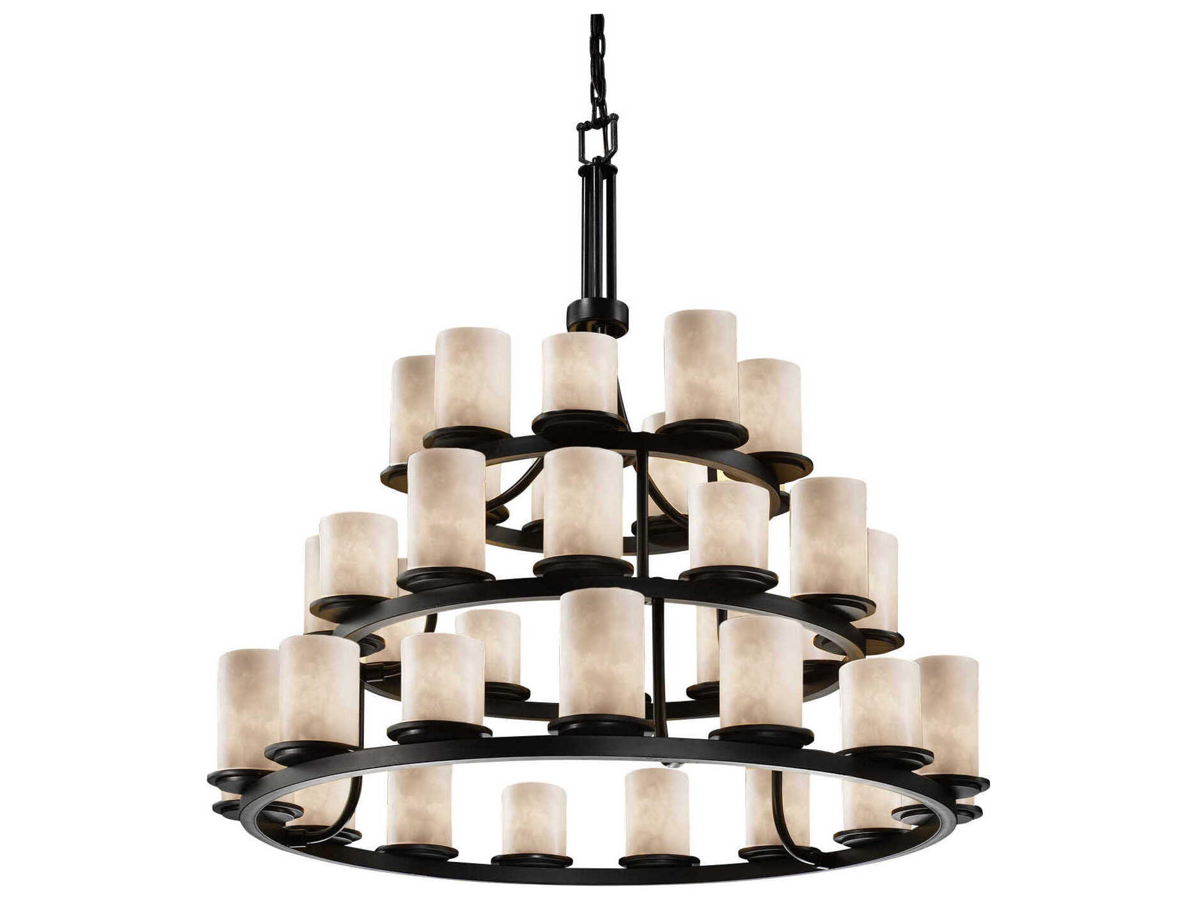 Justice Design Group Clouds 36-Light Black Cylinder Tiered Chandelier