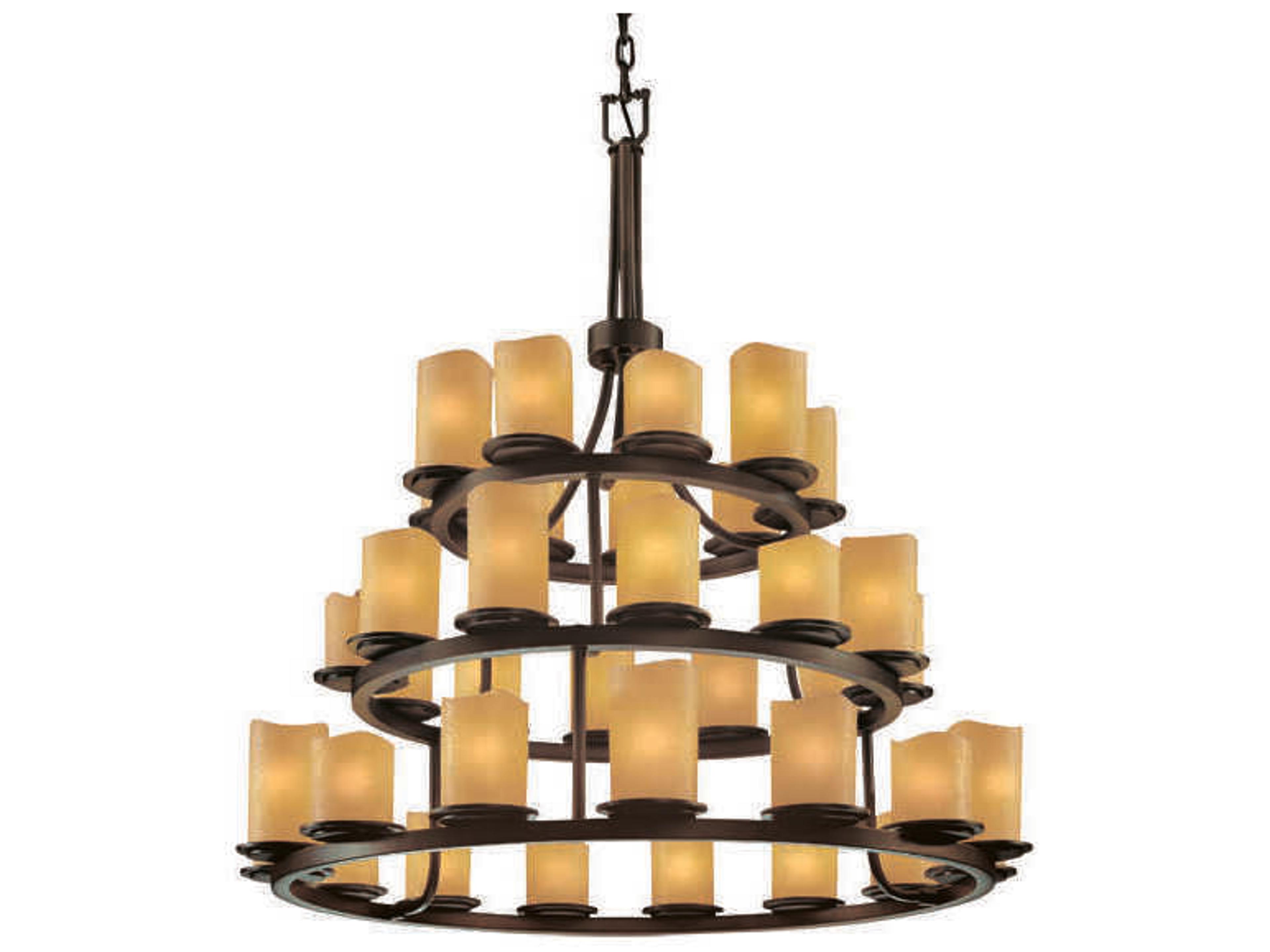 Justice Design Group Candlearia 36-Light Bronze Cylinder Tiered Chandelier
