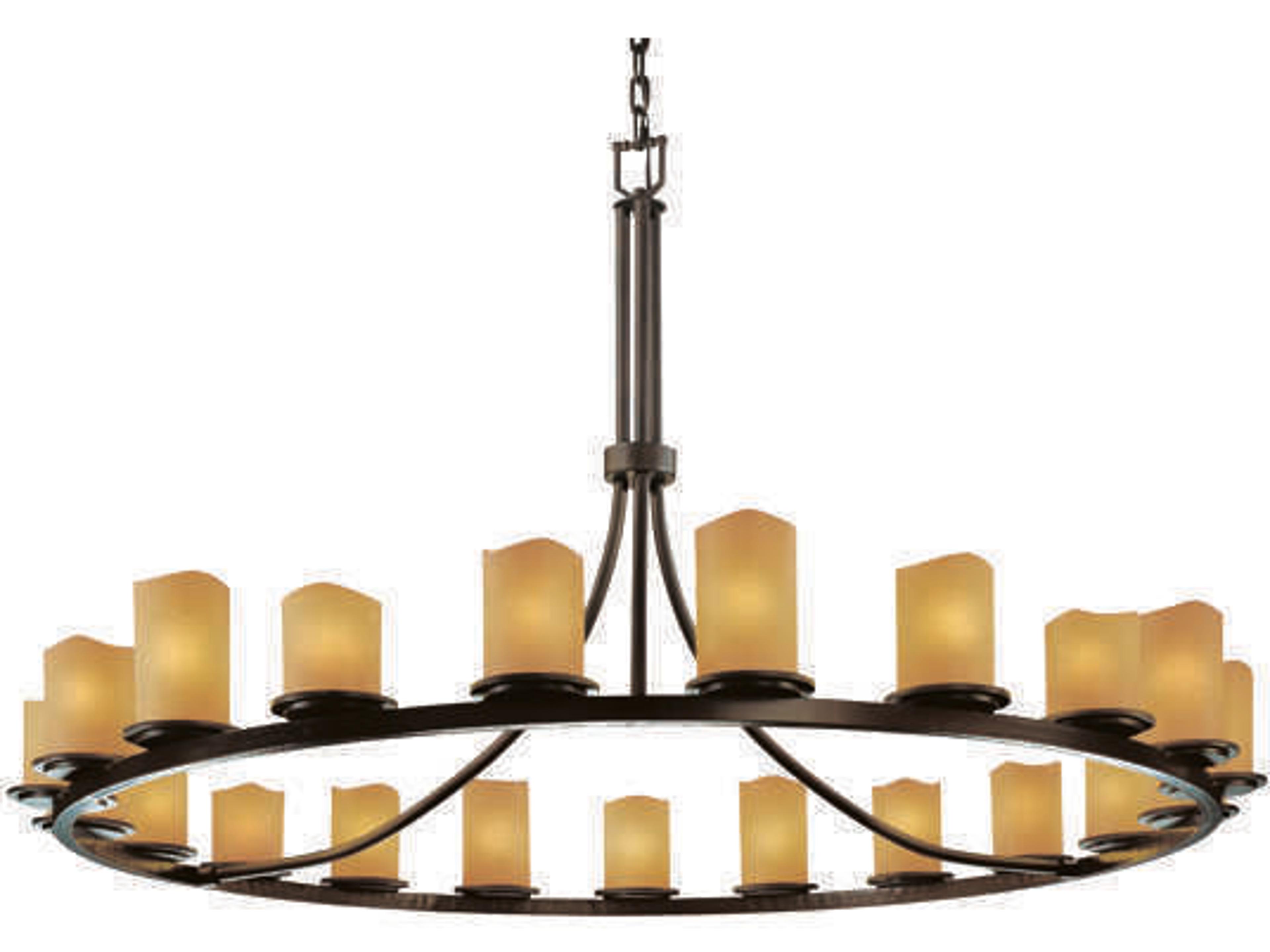 Justice Design Group Candlearia 21-Light Bronze Cylinder Chandelier
