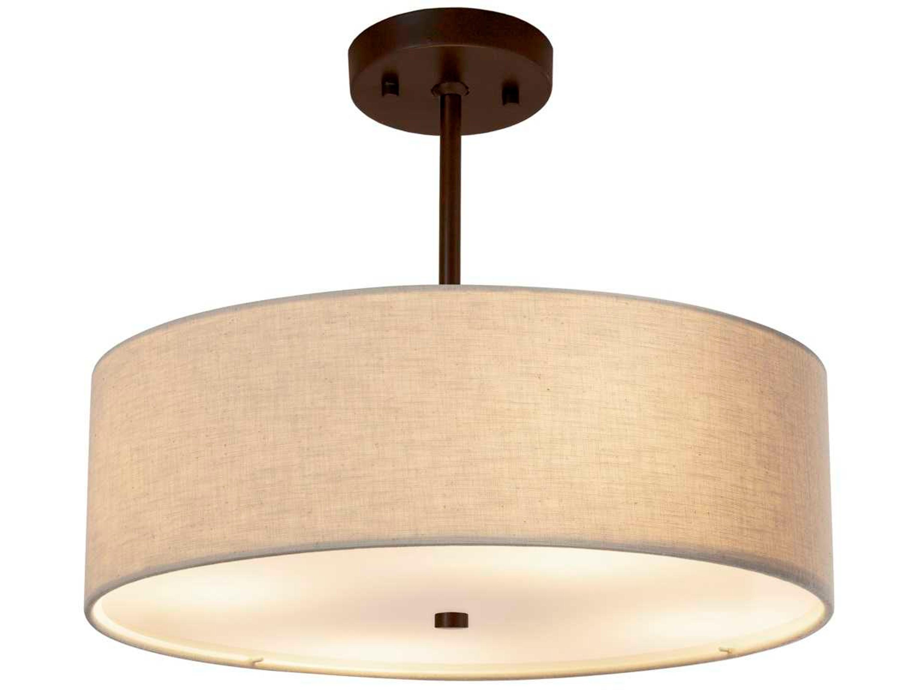 Justice Design Group Textile 3-Light Bronze Drum Pendant