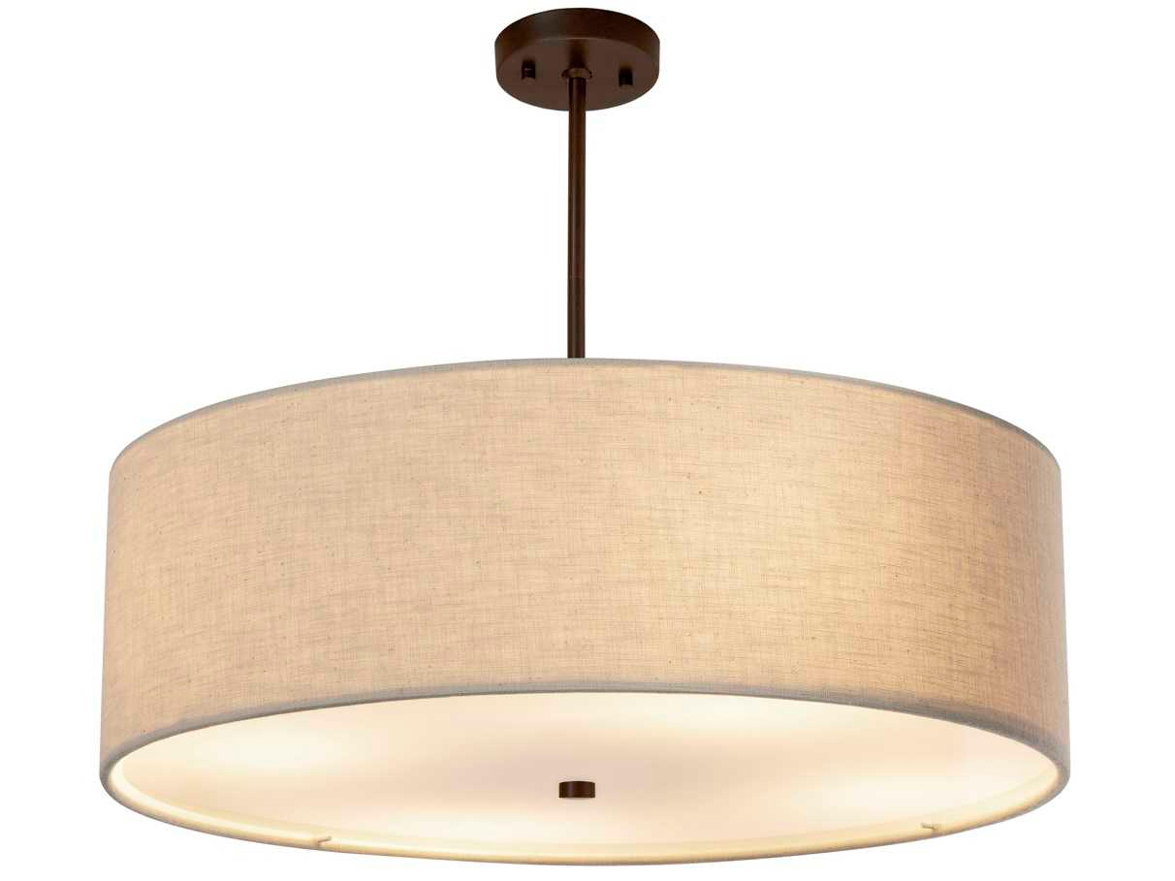 Justice Design Group Textile 6-Light Bronze Drum Pendant