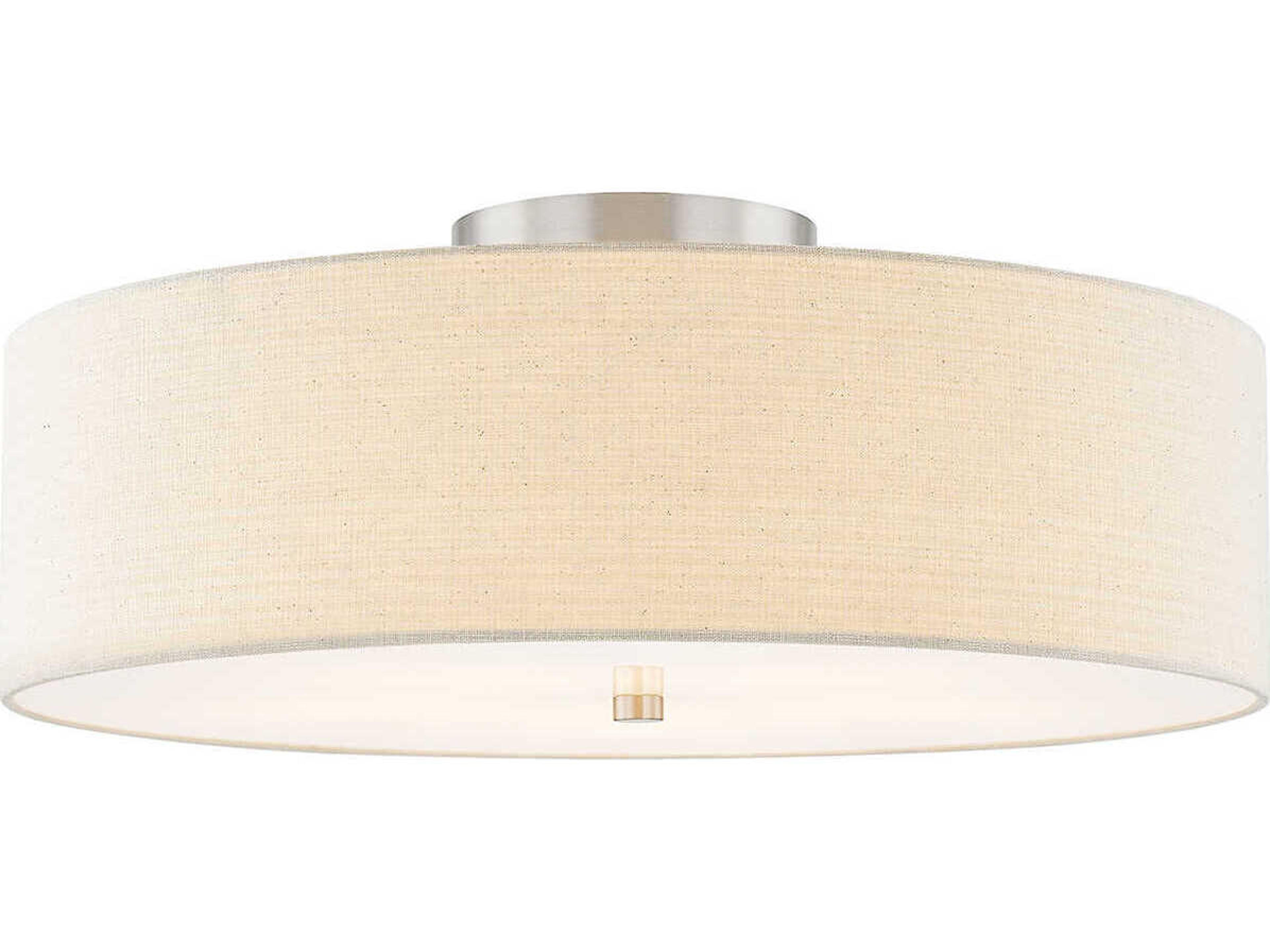 Justice Design Group Textile Classic 5-Light Nickel Off White Drum Semi Flush Mount