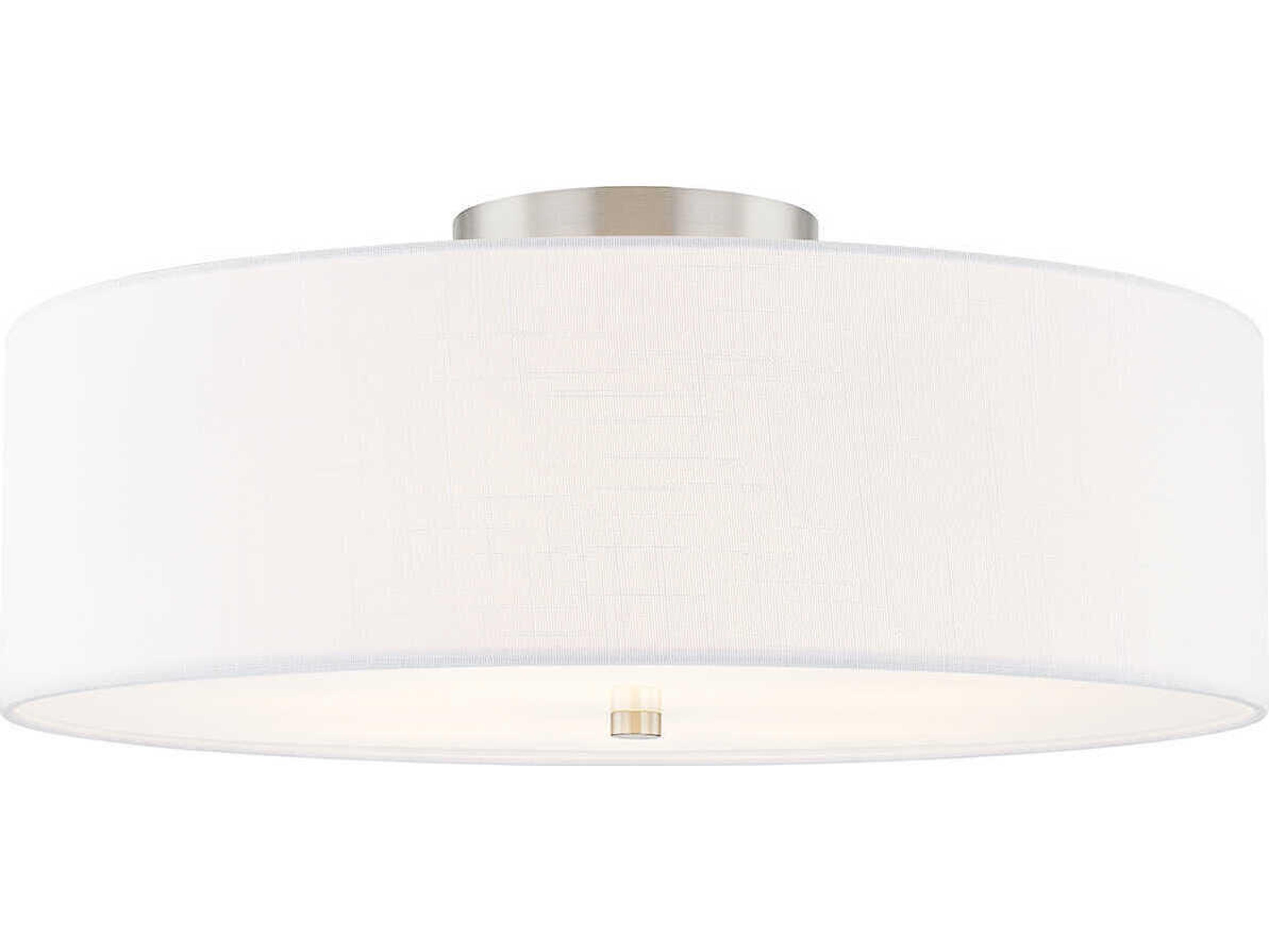 Justice Design Group Textile Classic 5-Light Nickel White Drum Semi Flush Mount