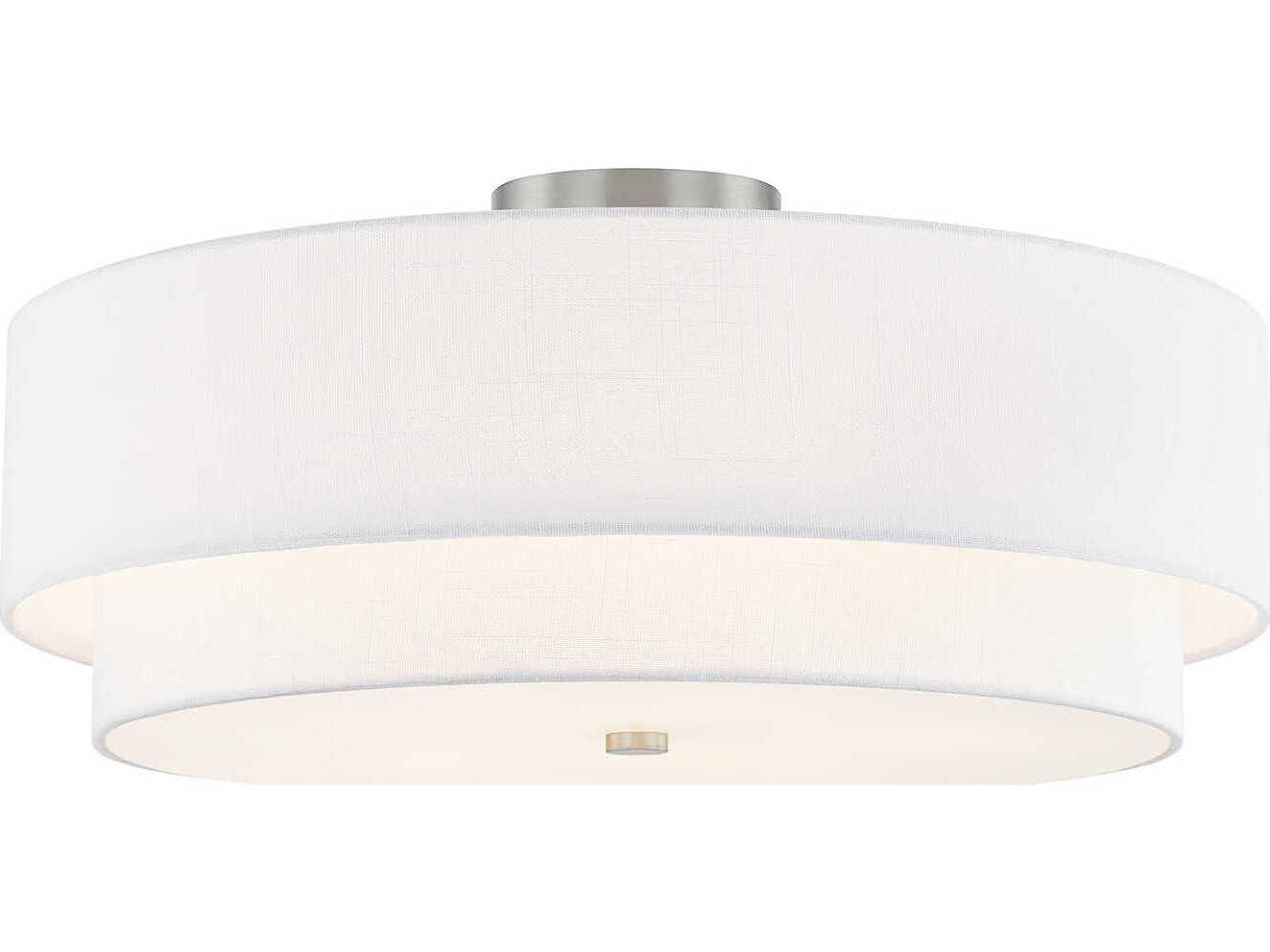 Justice Design Group Textile Classic 5-Light Nickel White Drum Semi Flush Mount