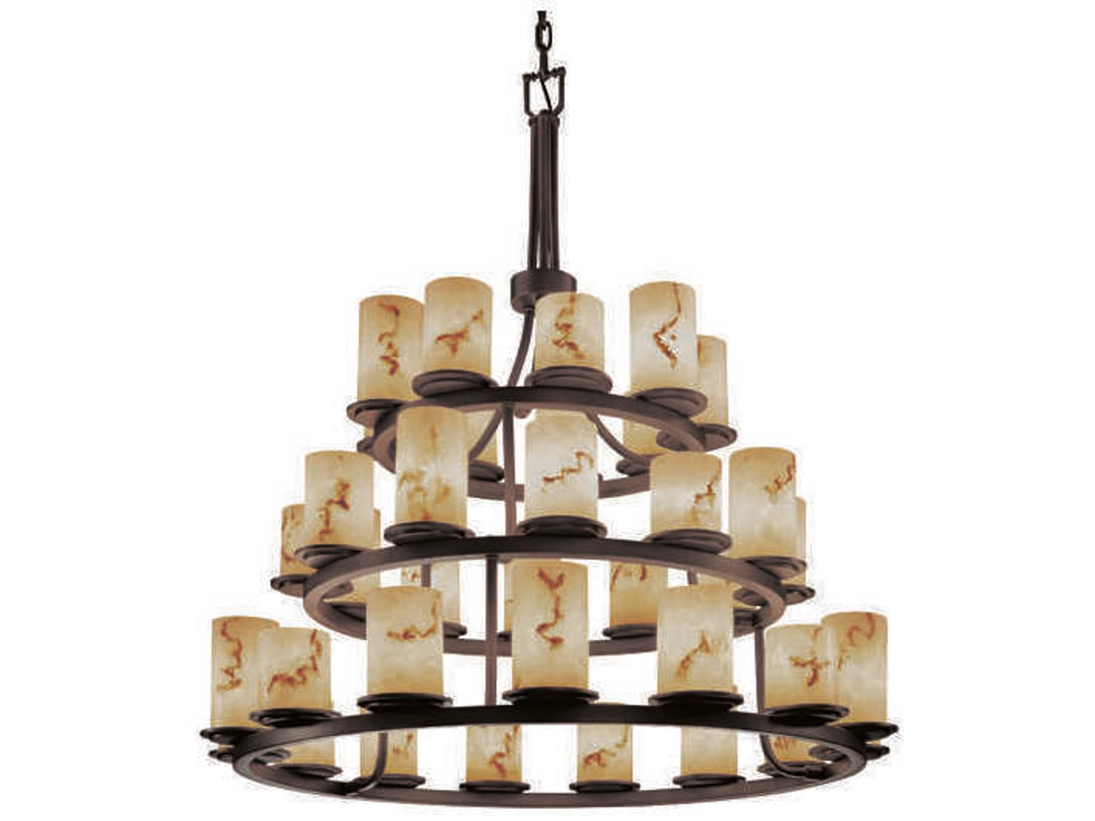 Justice Design Group Lumenaria 36-Light Bronze Cylinder Tiered Chandelier