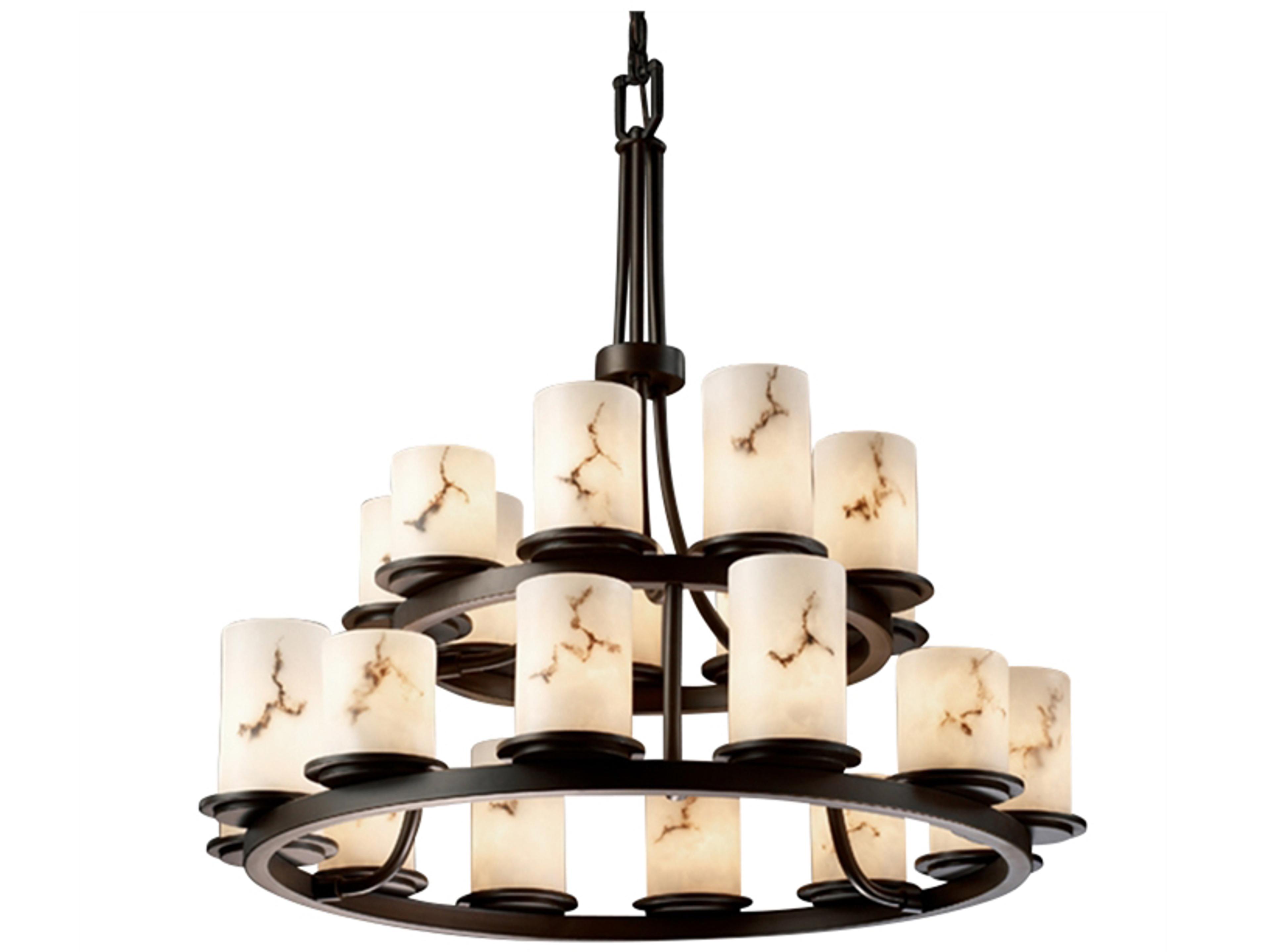 Justice Design Group Lumenaria 21-Light Black Cylinder Tiered Chandelier