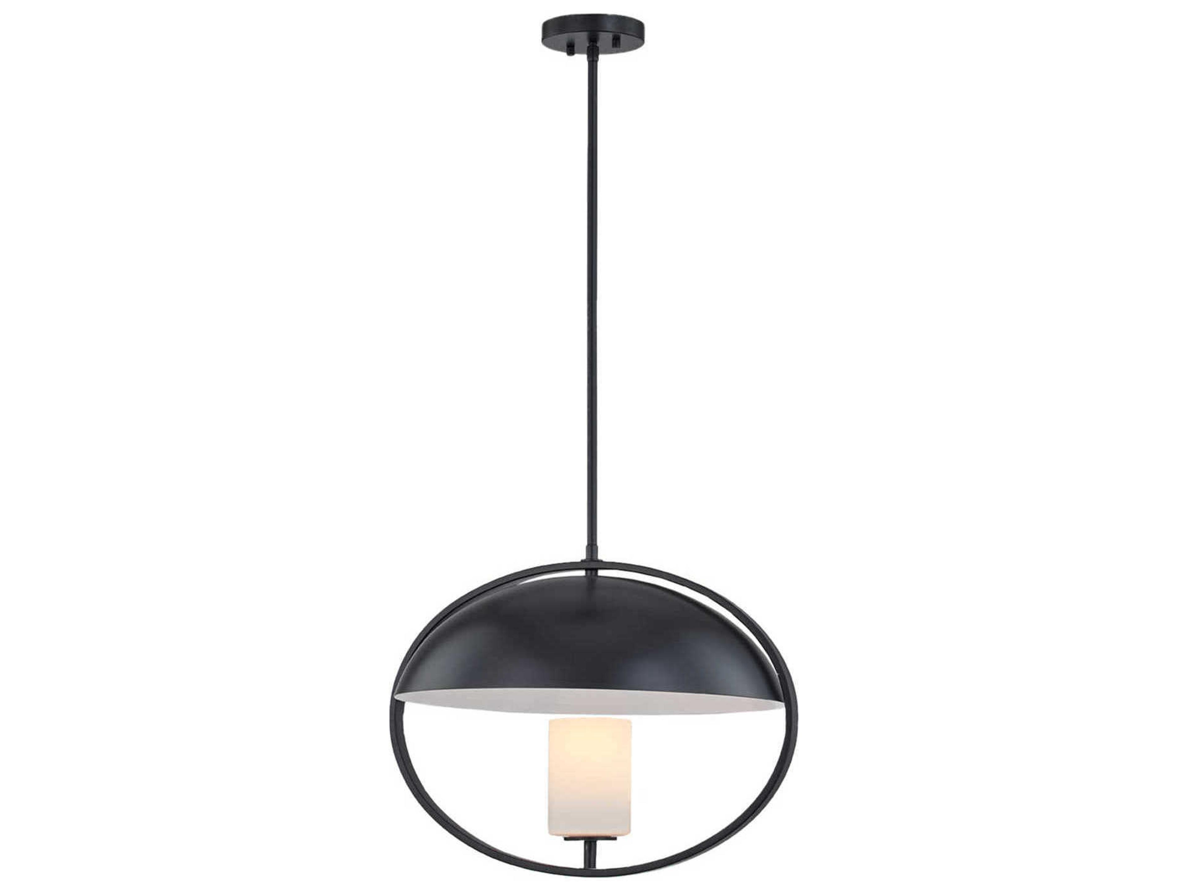 Justice Design Group Fusion 1-Light Matte Black Glass Cylinder Dome Pendant