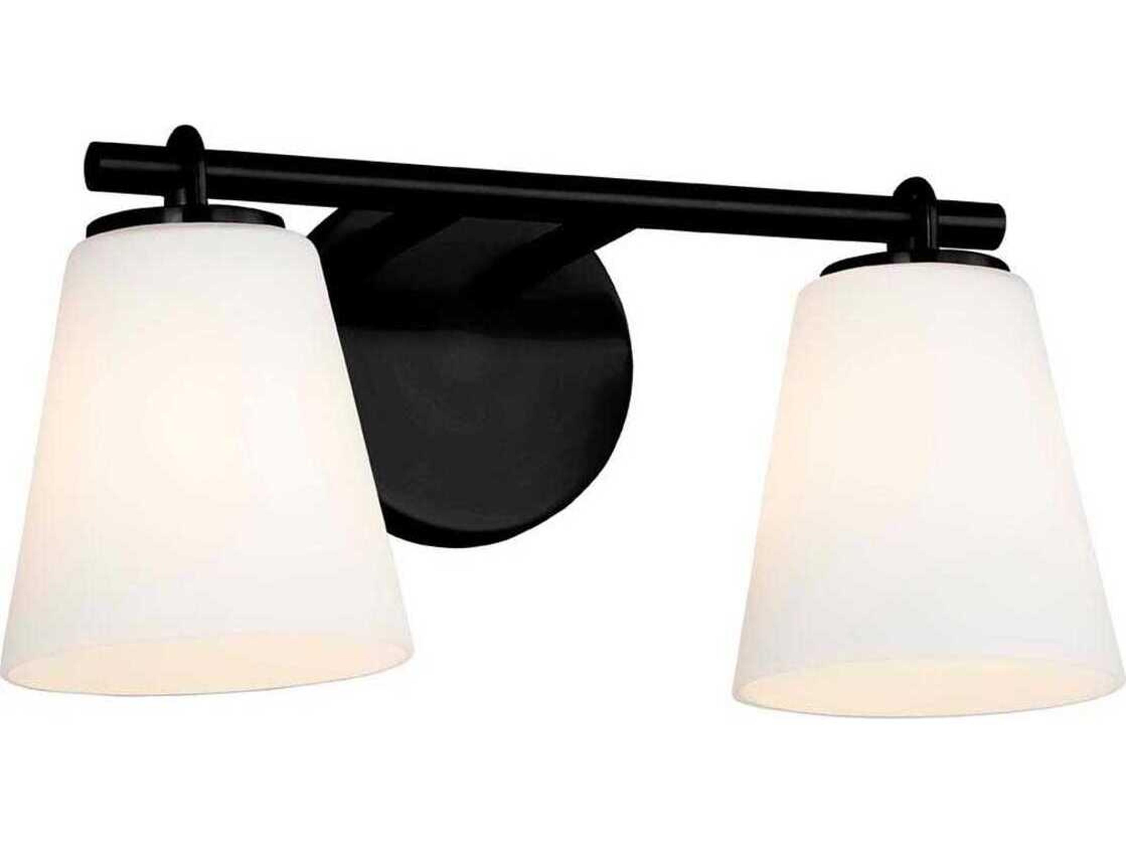 Justice Design Group Fusion 2-Light Matte Black Glass Vanity Light