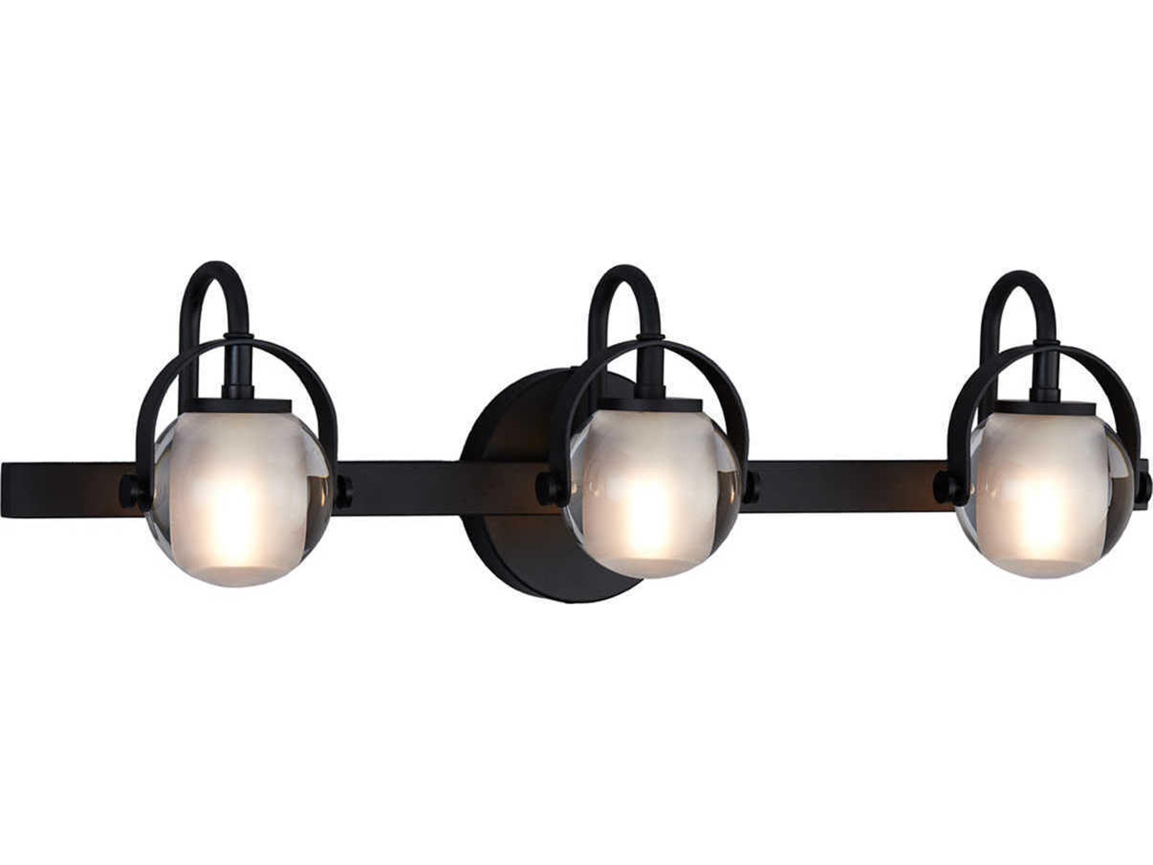Justice Design Group Fusion 3-Light Black Glass LED Vanity Light