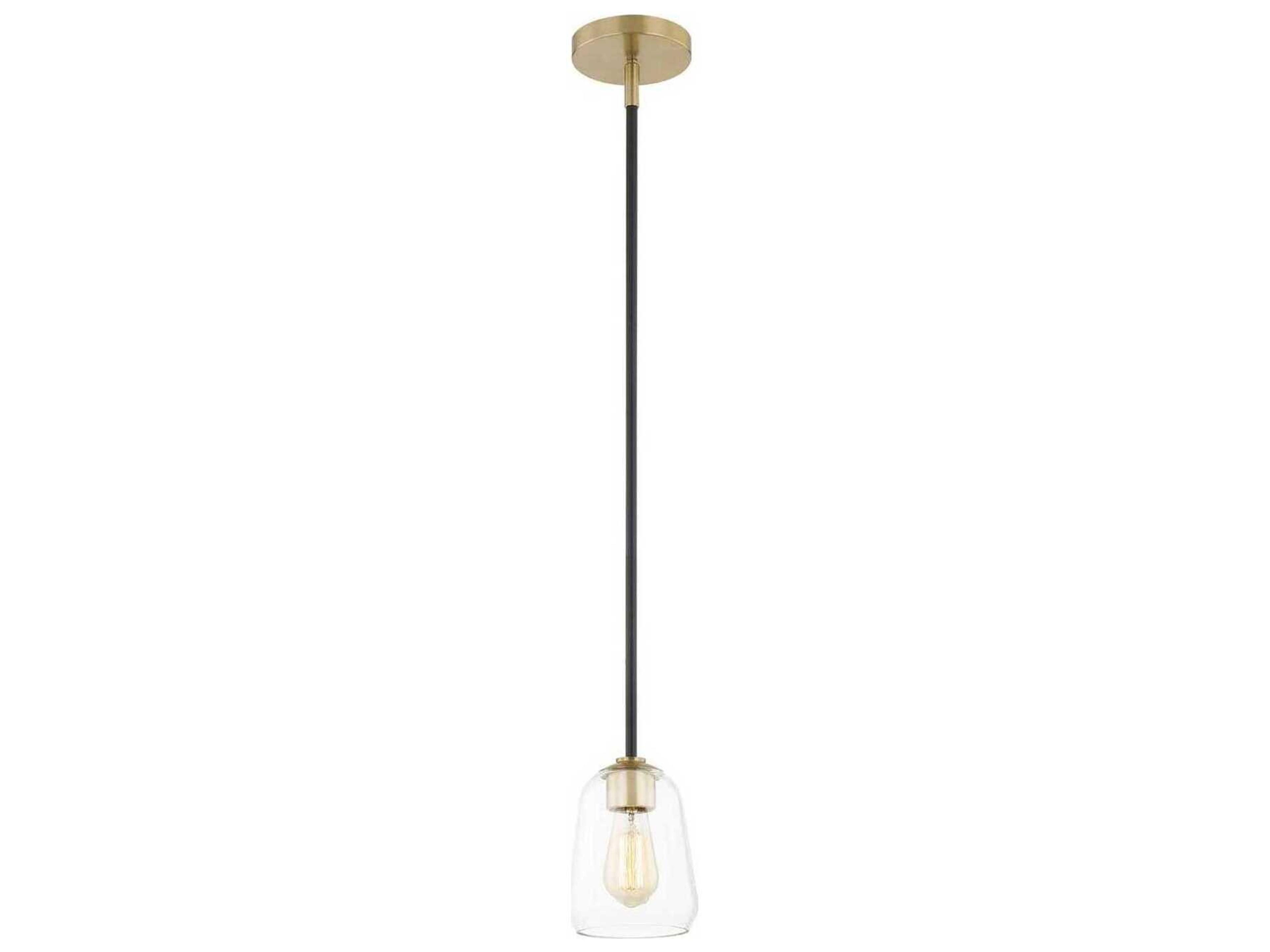 Justice Design Group Fusion 1-Light Matte Black Brass Glass Bell Mini Pendant