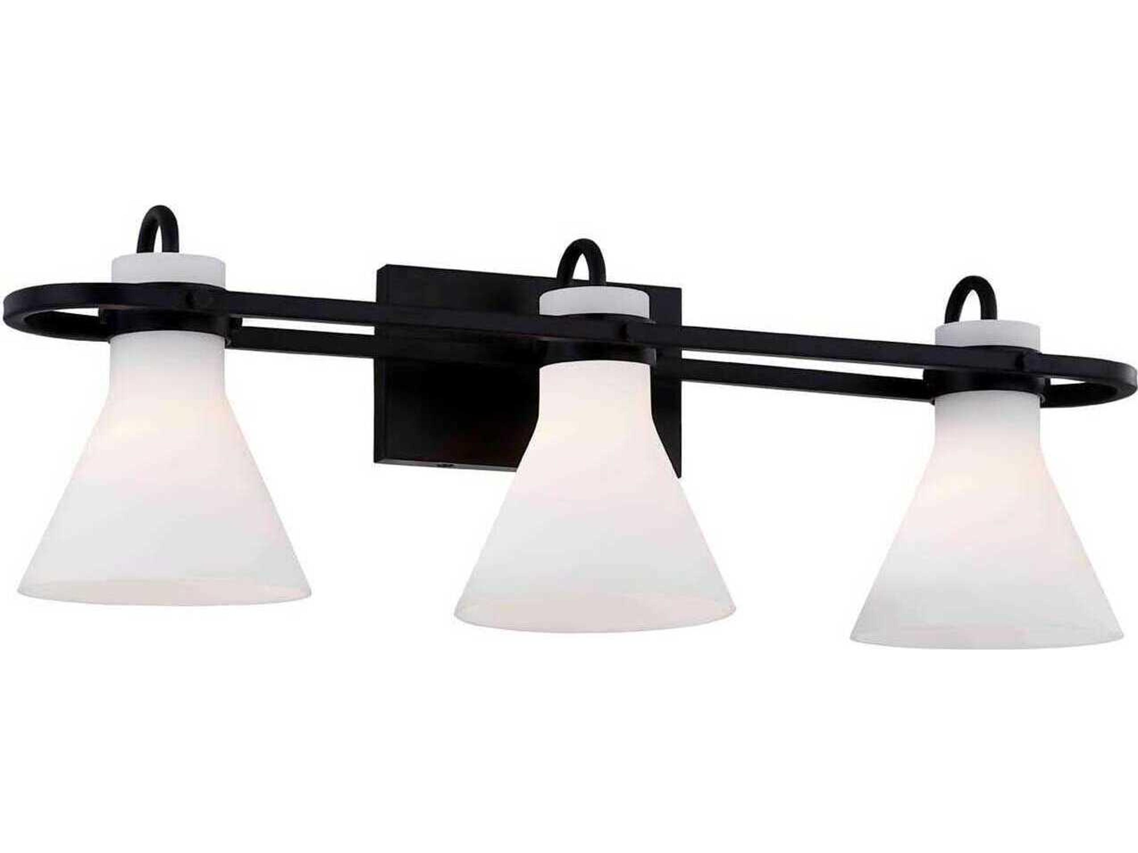 Justice Design Group Fusion 3-Light Matte Black Glass Vanity Light