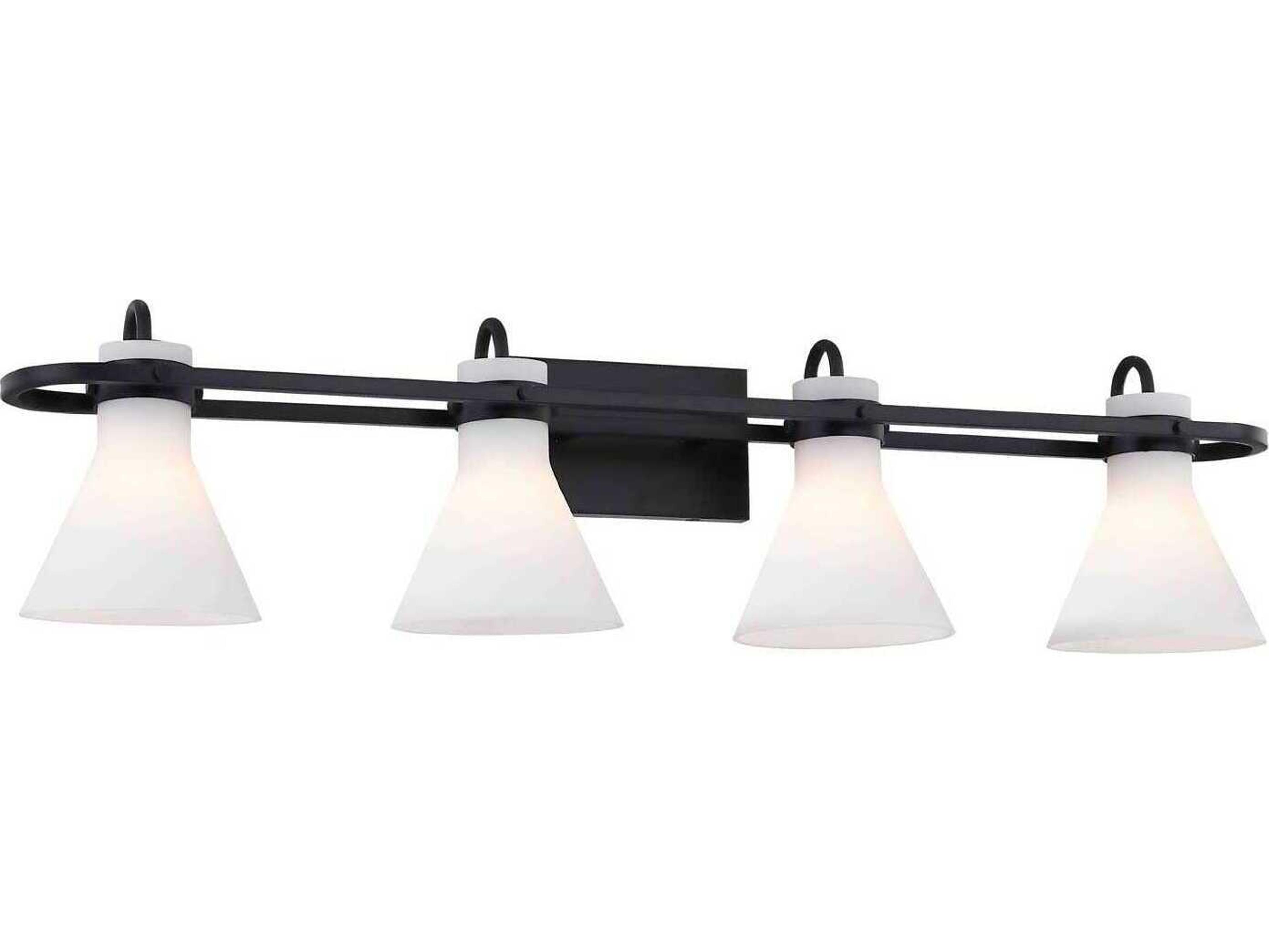 Justice Design Group Fusion 4-Light Matte Black Glass Vanity Light