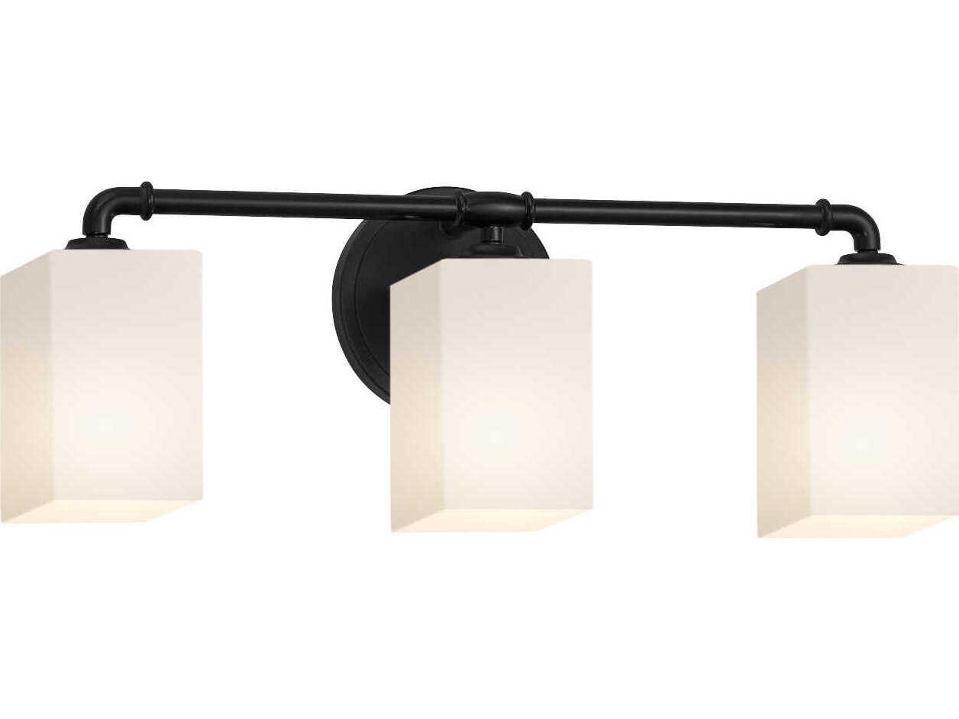 Justice Design Group Fusion 3-Light Black Glass Vanity Light