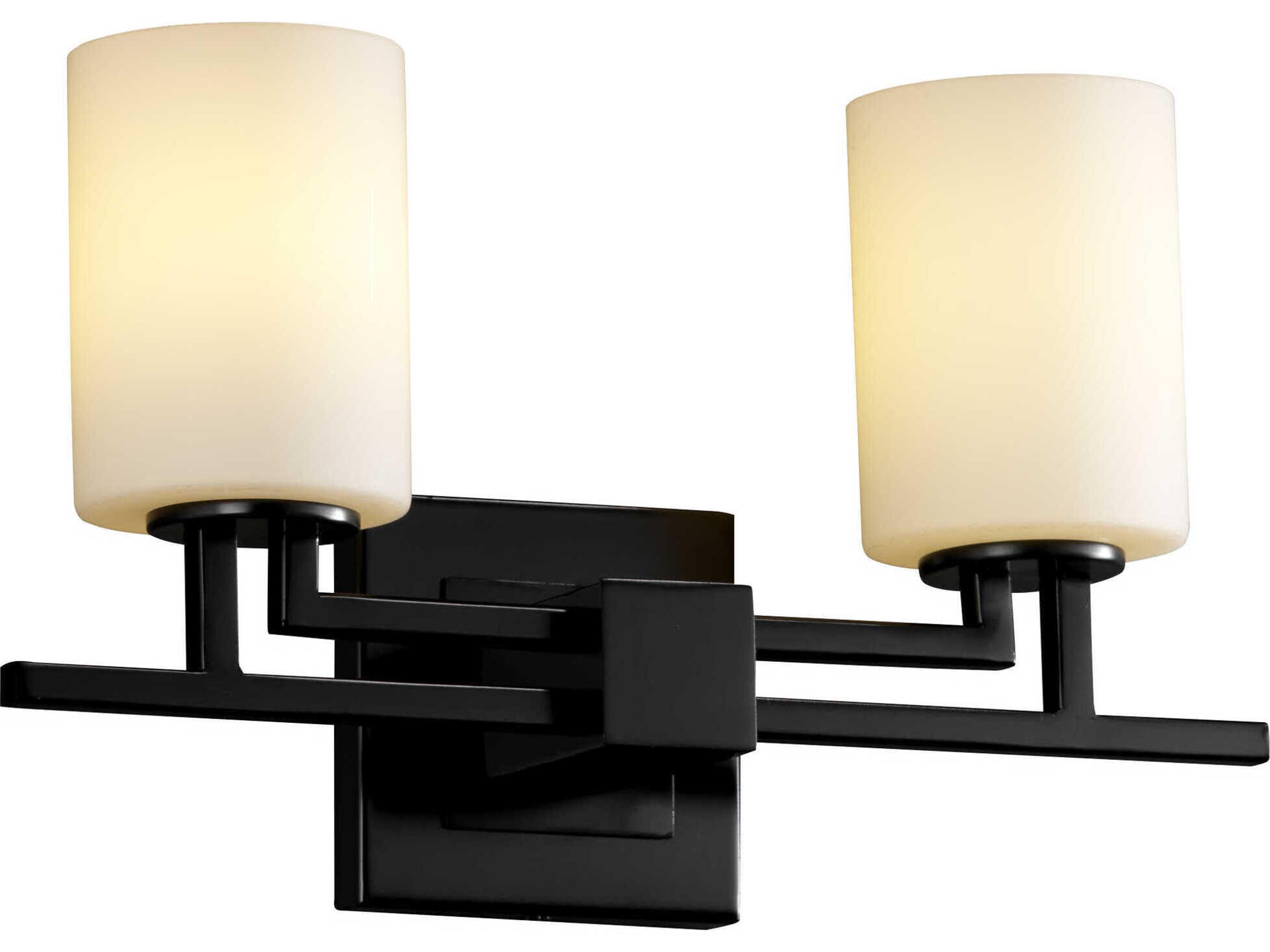 Justice Design Group Fusion 2-Light Black Glass Vanity Light