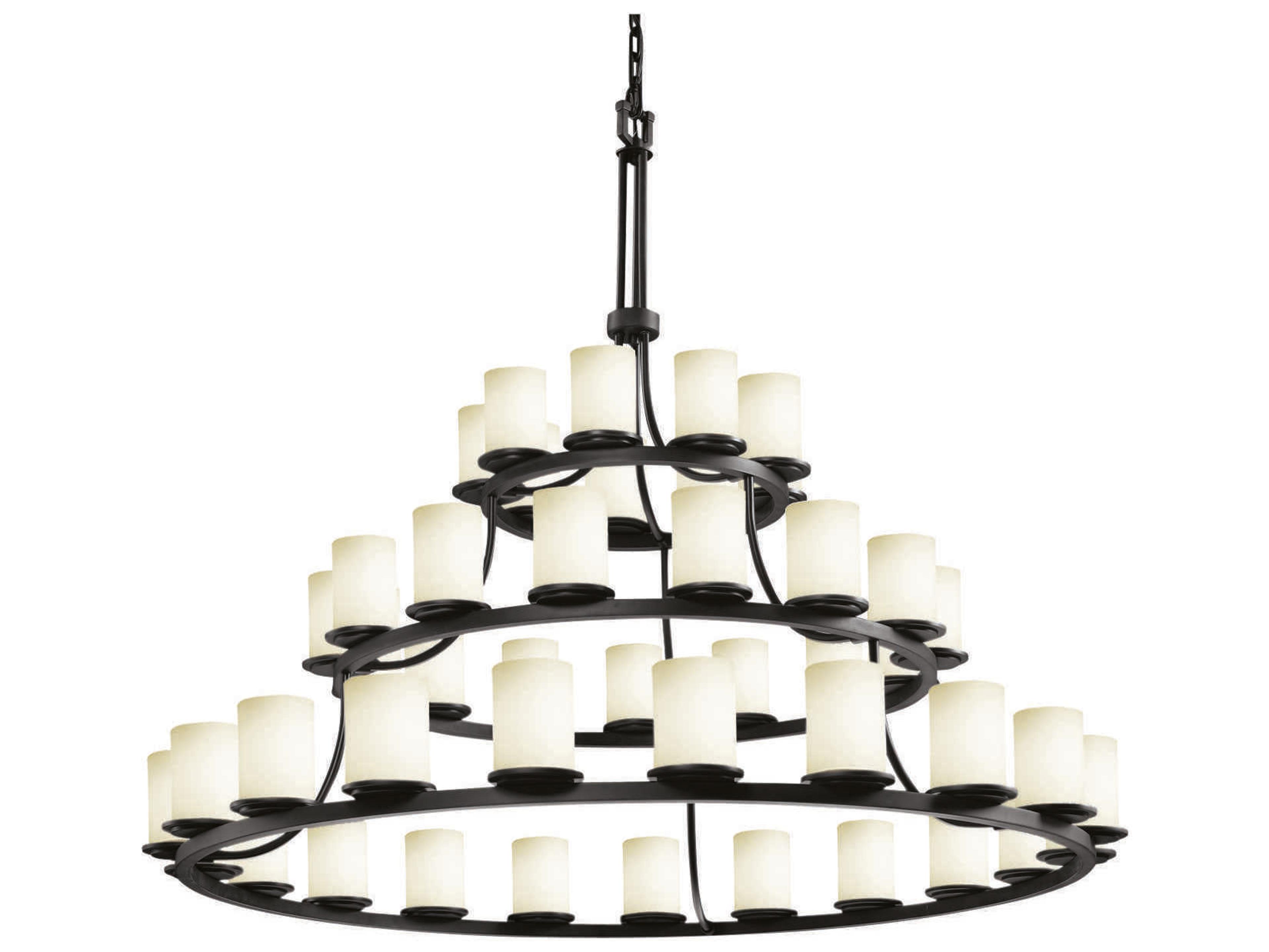 Justice Design Group Fusion 45-Light Black Glass Cylinder Tiered Chandelier