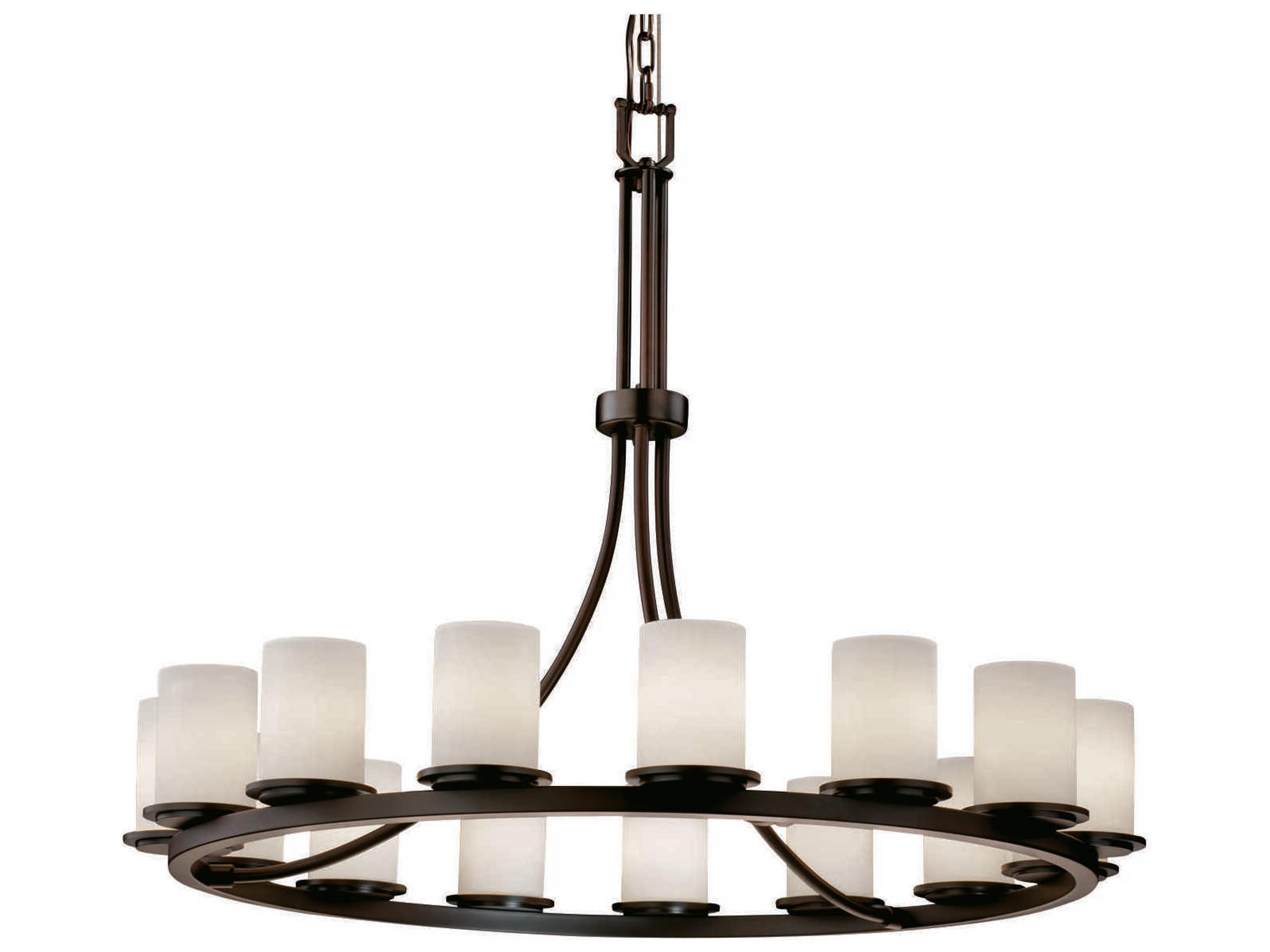 Justice Design Group Fusion 15-Light Black Glass Cylinder Chandelier