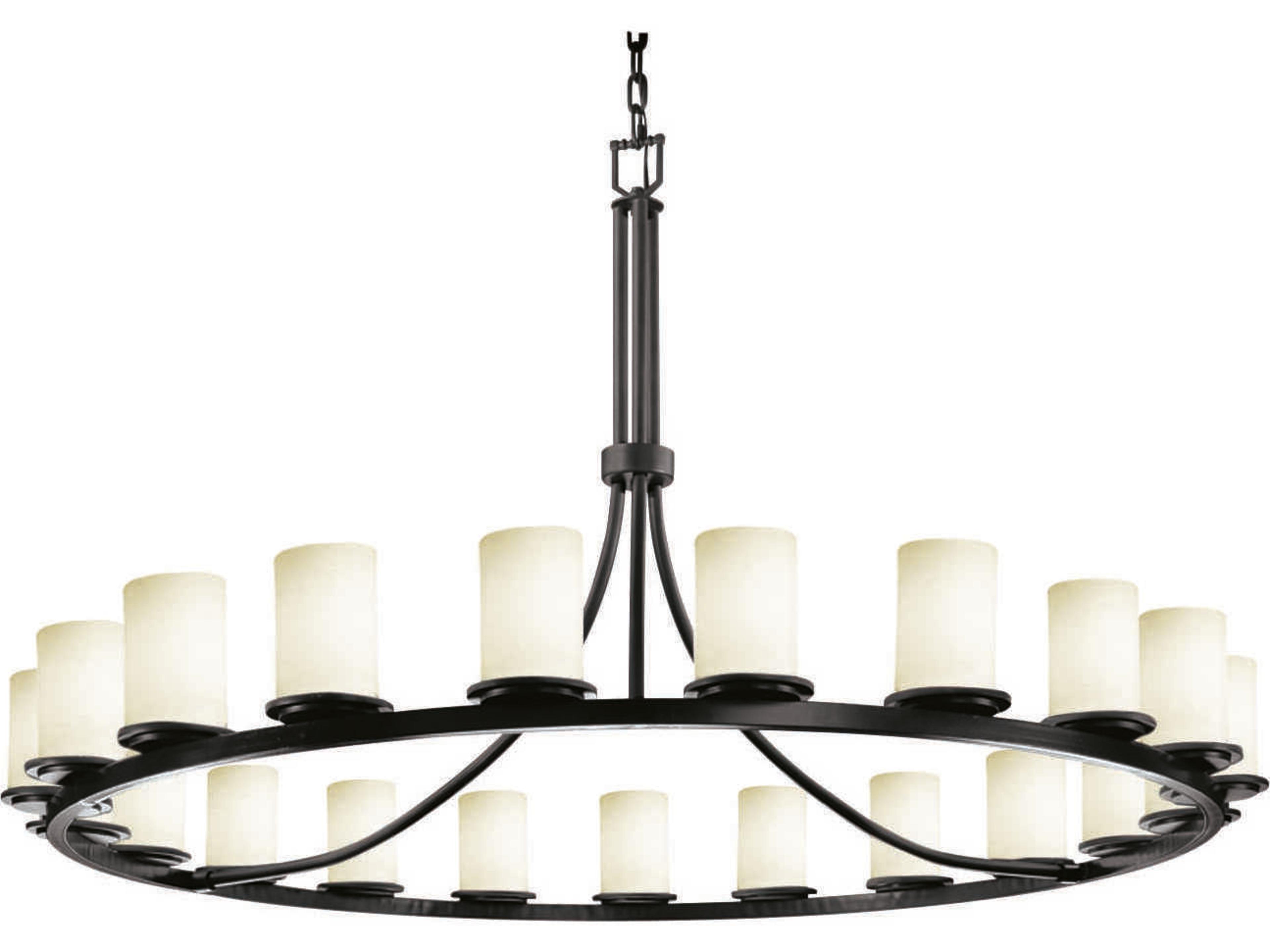 Justice Design Group Fusion 21-Light Black Glass Cylinder Chandelier