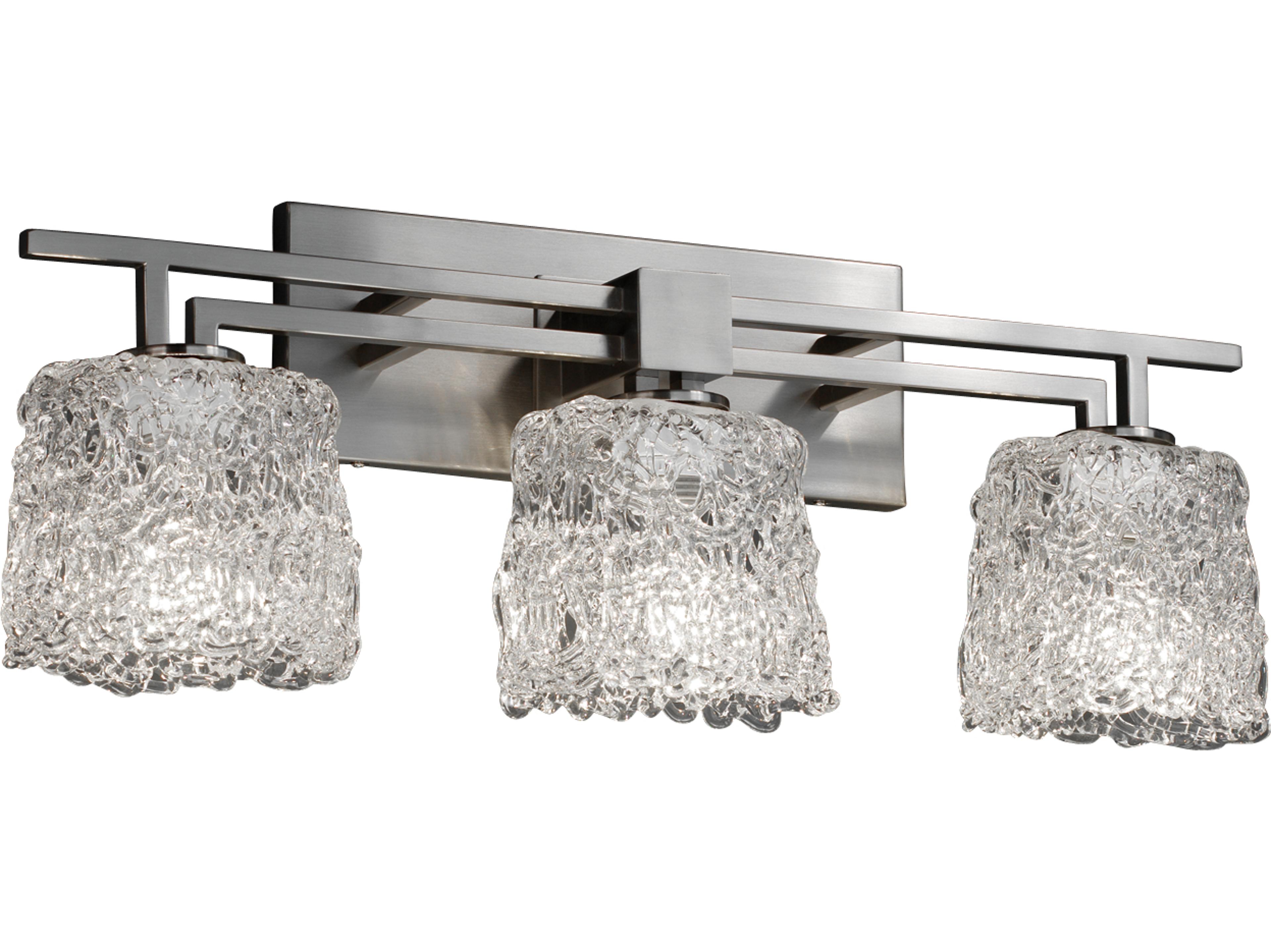 Justice Design Group Veneto Luce 3-Light Nickel Glass Vanity Light