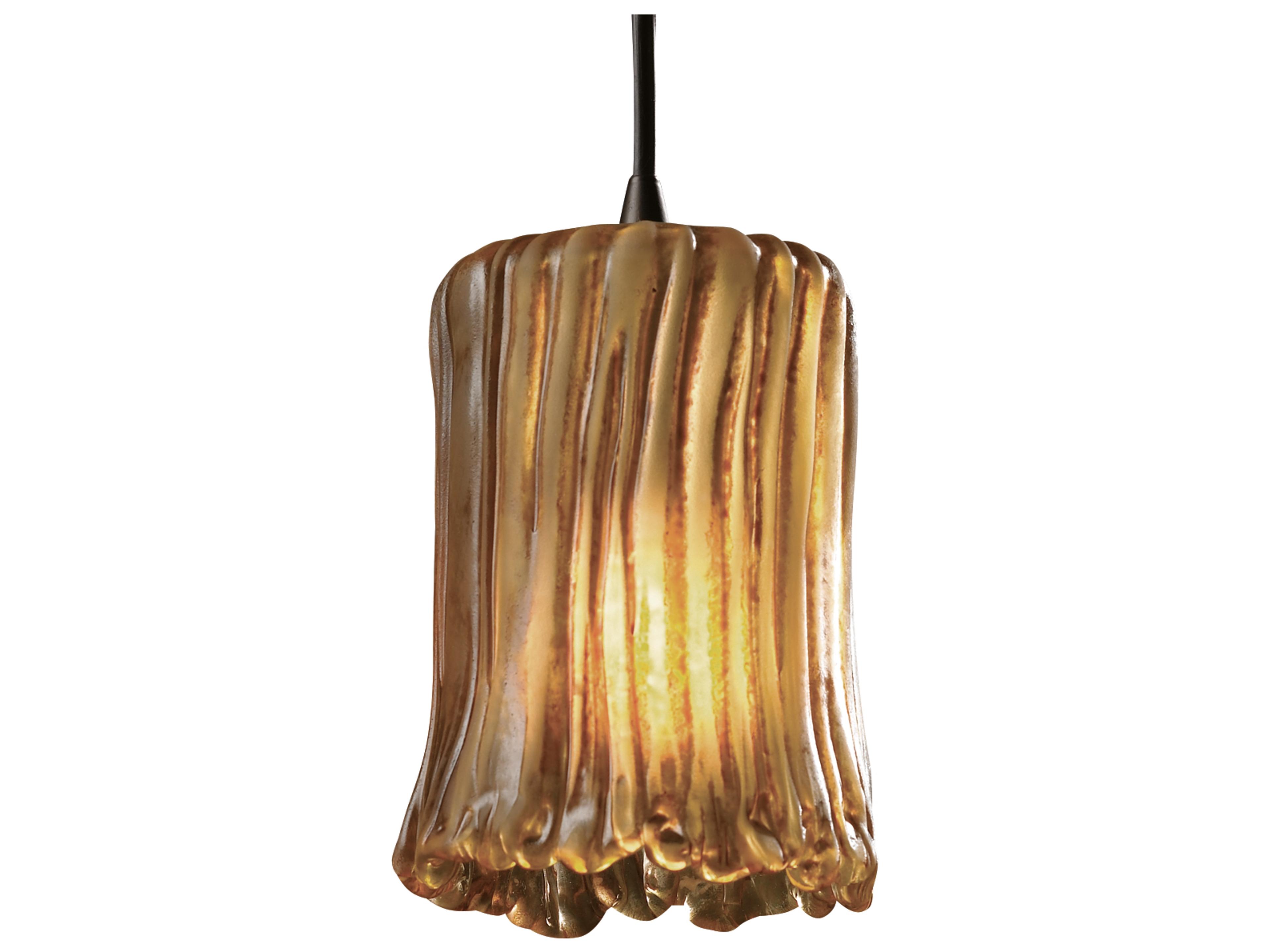 Justice Design Group Veneto Luce 1-Light Bronze Glass Cylinder Mini Pendant