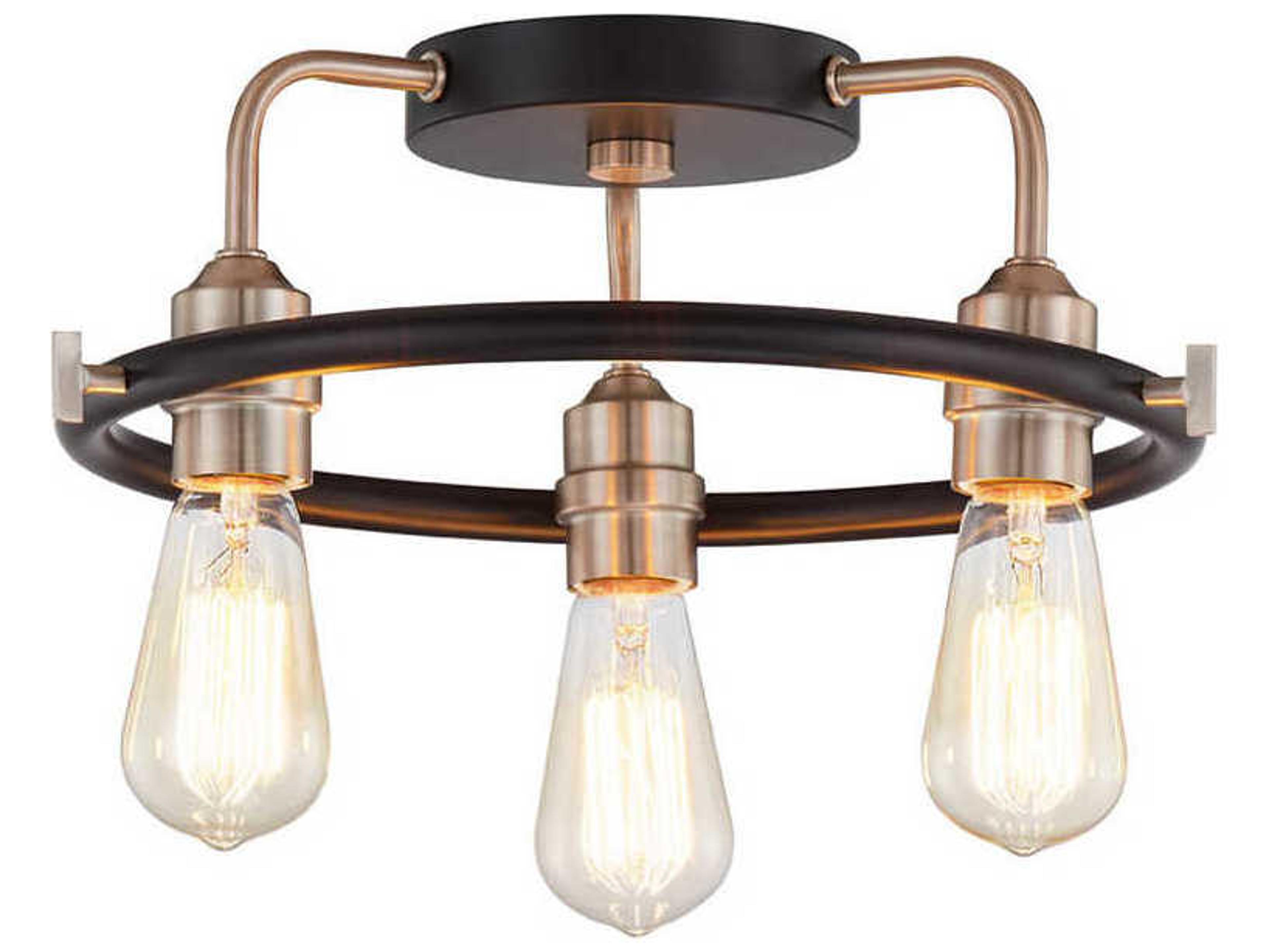 Justice Design Group 3-Light Matte Black Brass Flush Mount