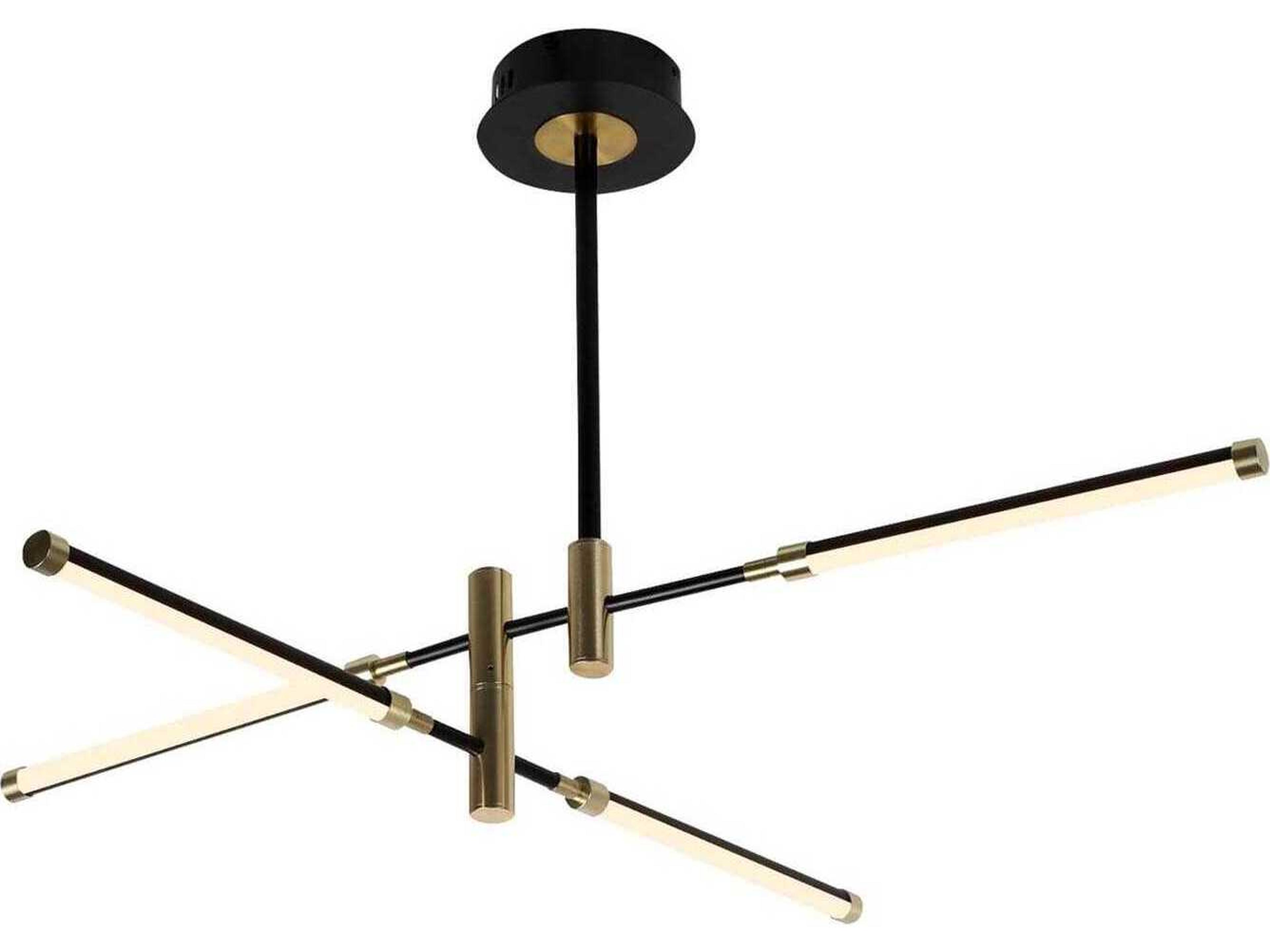 Justice Design Group 4-Light Matte Black Brass LED Linear Semi Flush Mount