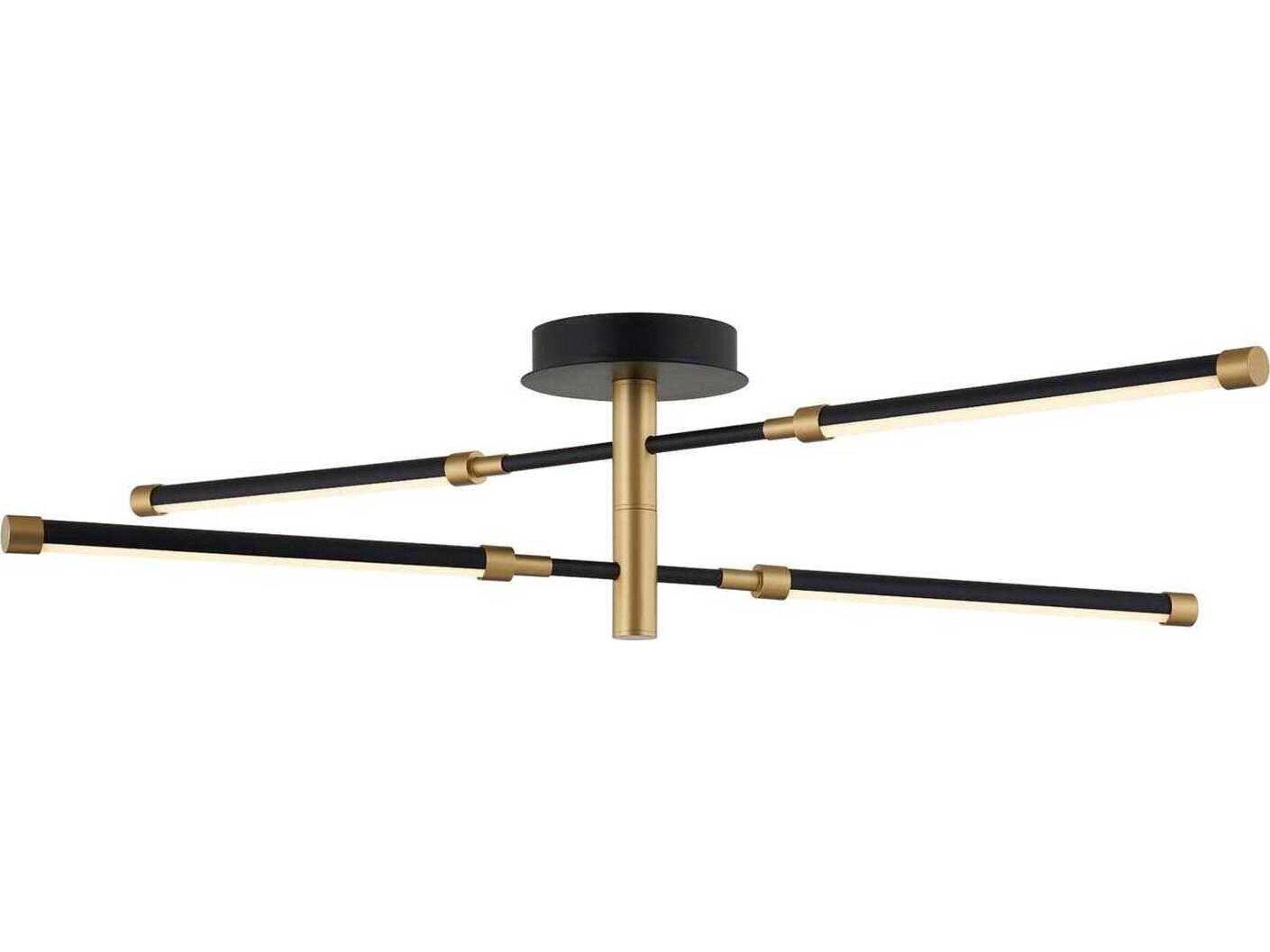 Justice Design Group 4-Light Matte Black Brass LED Linear Semi Flush Mount