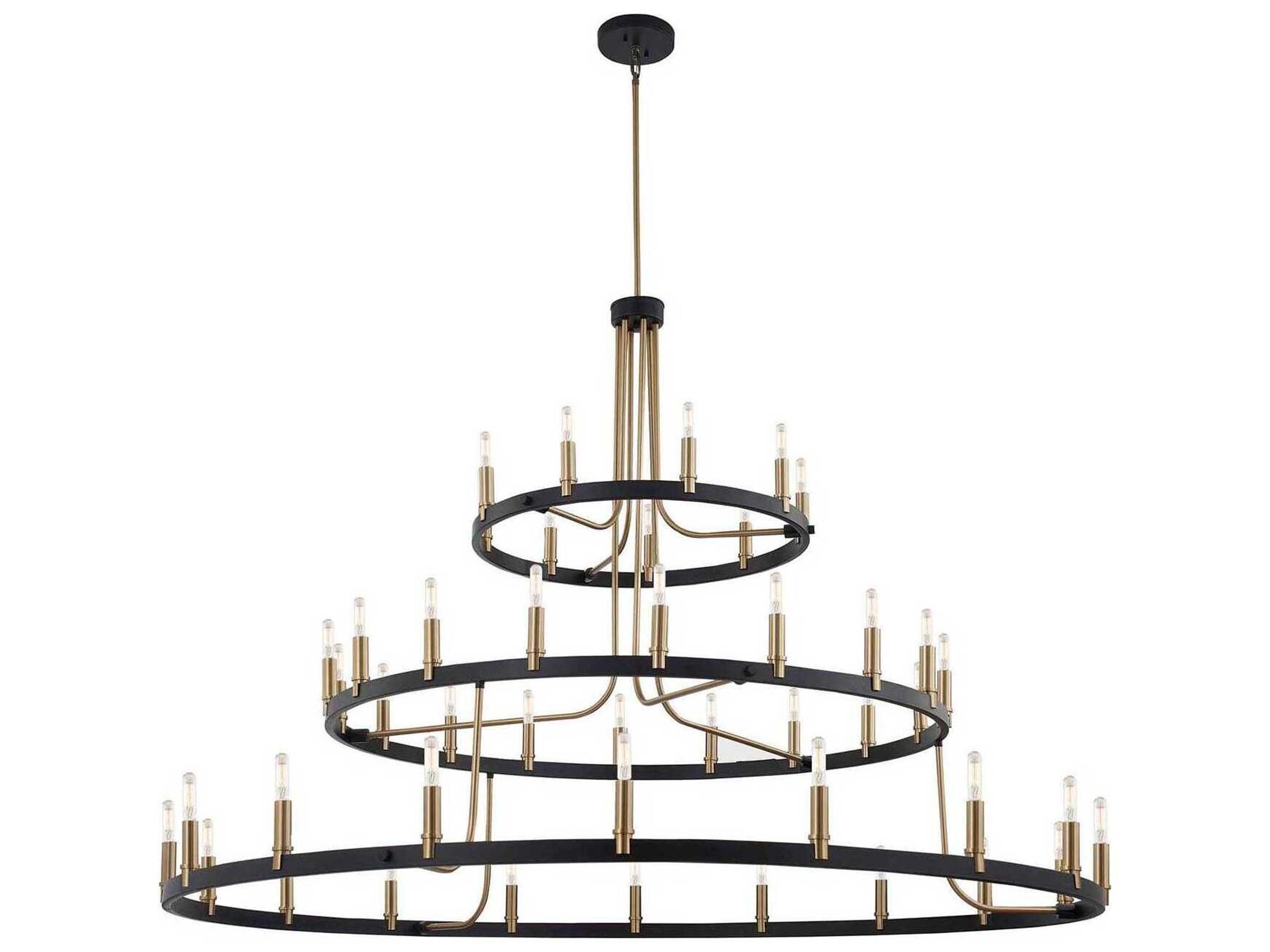 Justice Design Group 45-Light Matte Black Brass Tiered Chandelier
