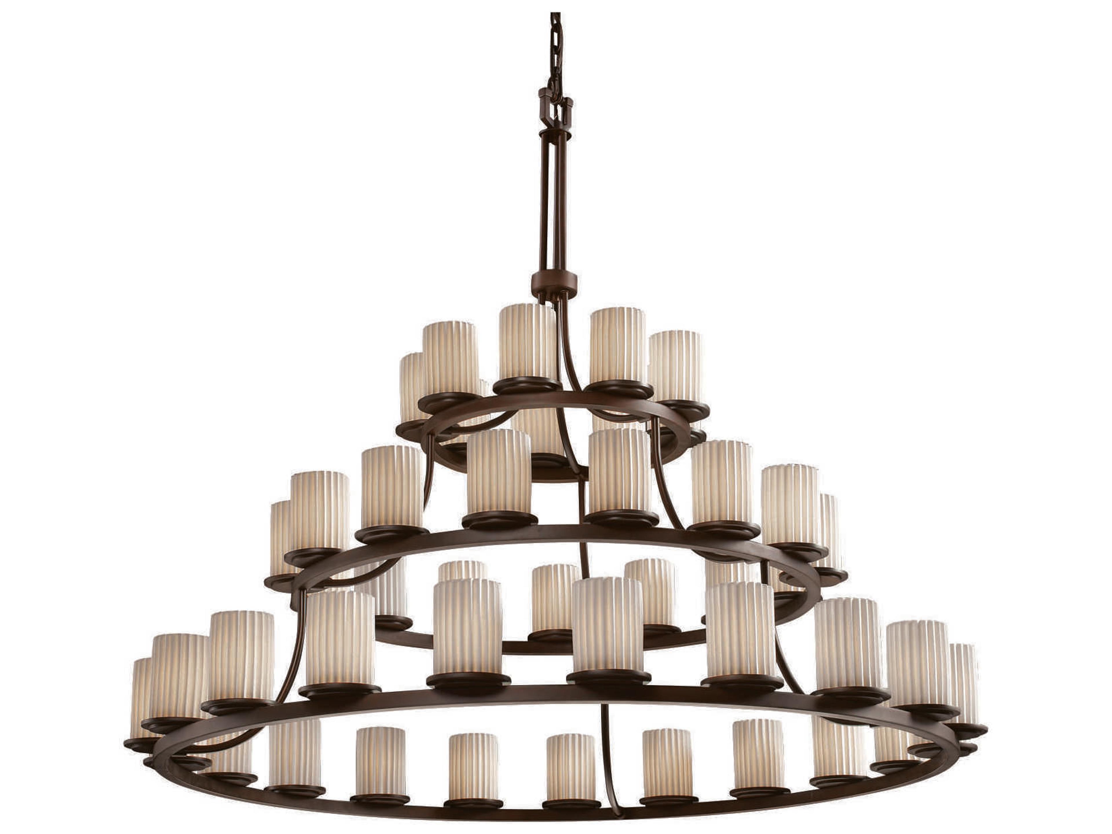 Justice Design Group Limoges 45-Light Bronze Cylinder Tiered Chandelier