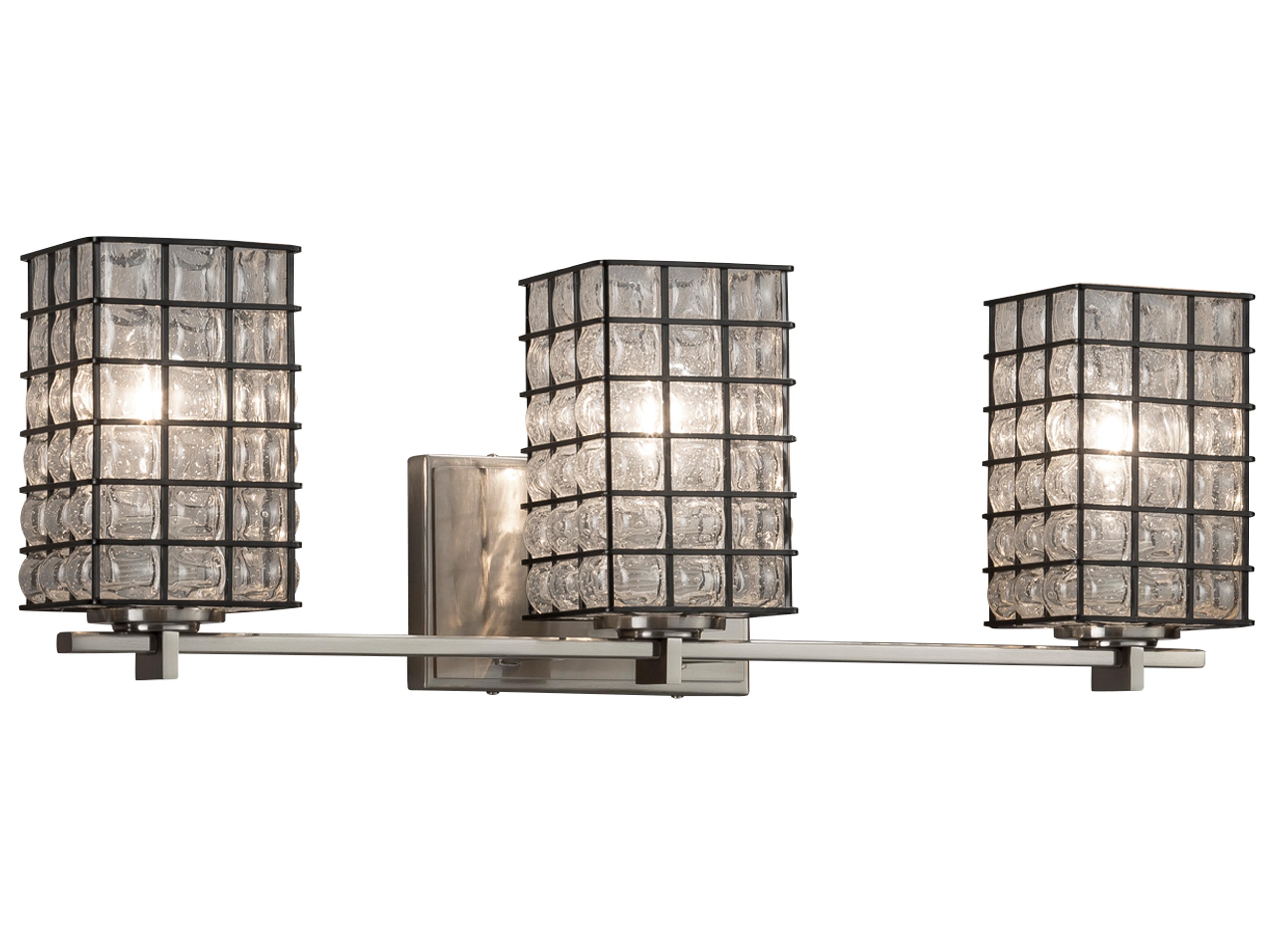 Justice Design Group Wire Glass 3-Light Nickel Vanity Light