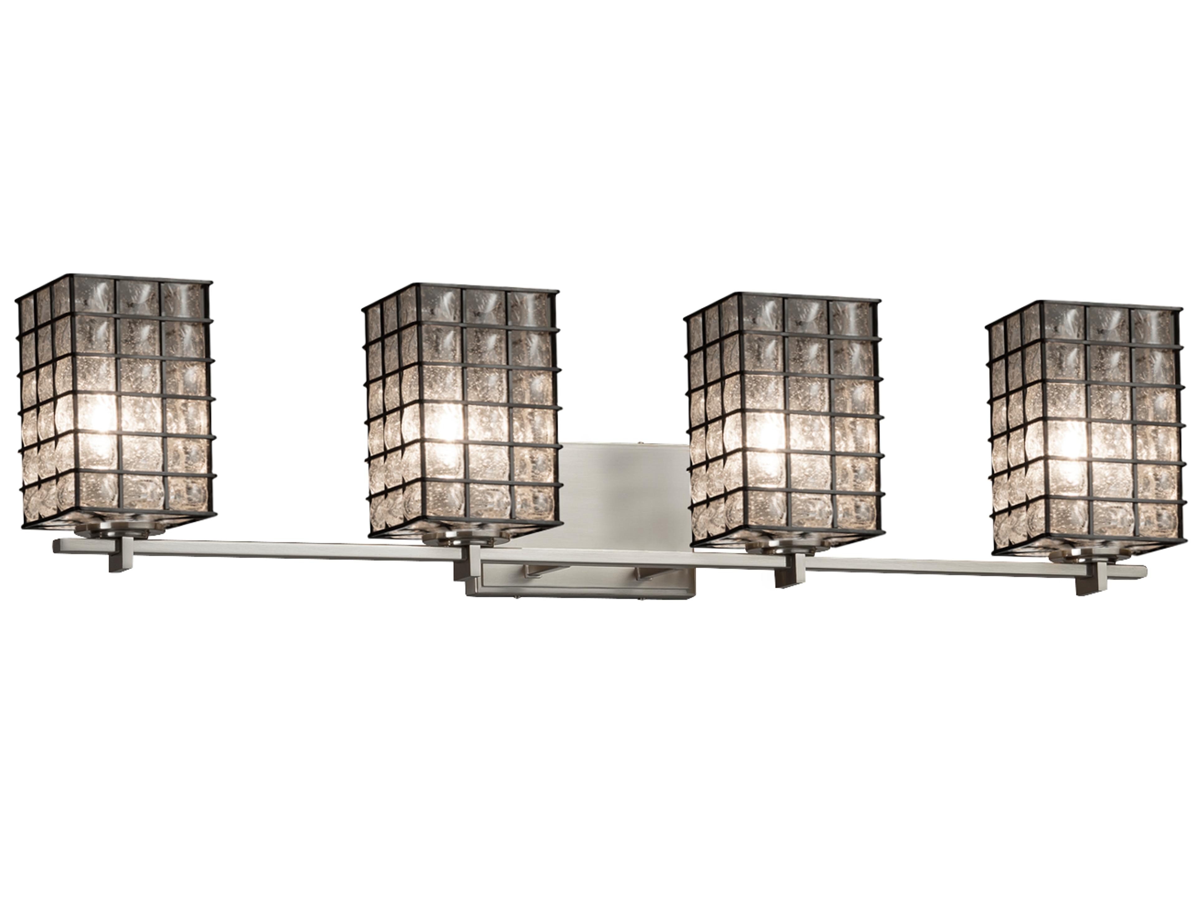 Justice Design Group Wire Glass 4-Light Nickel Vanity Light