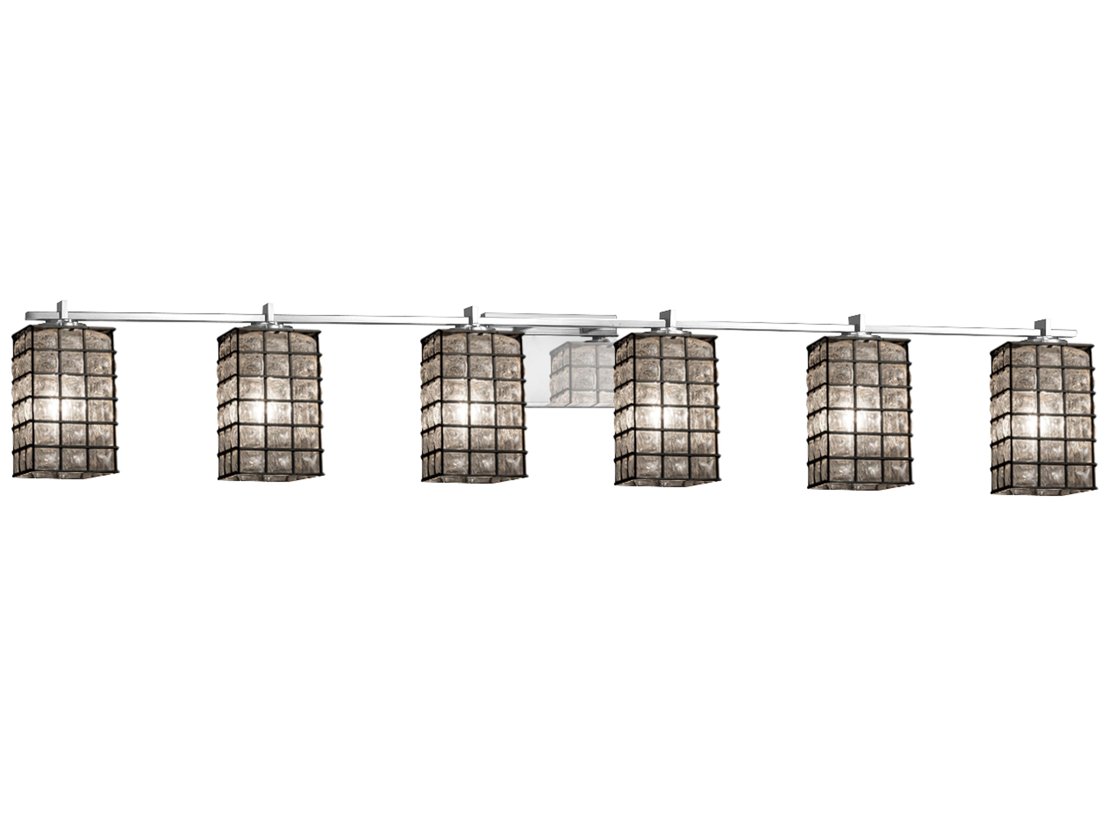 Justice Design Group Wire Glass 6-Light Nickel Vanity Light