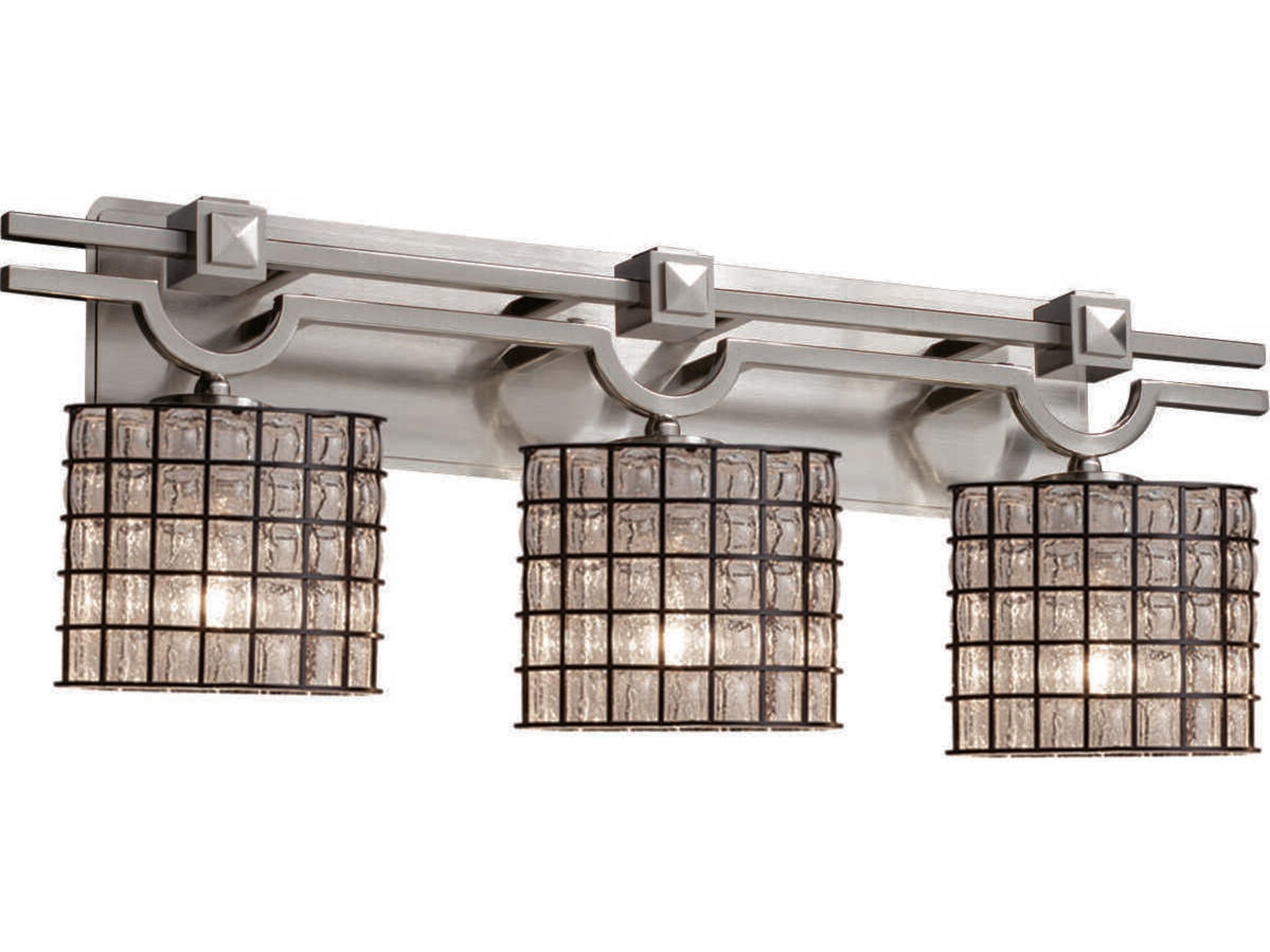 Justice Design Group Wire Glass 3-Light Nickel Vanity Light