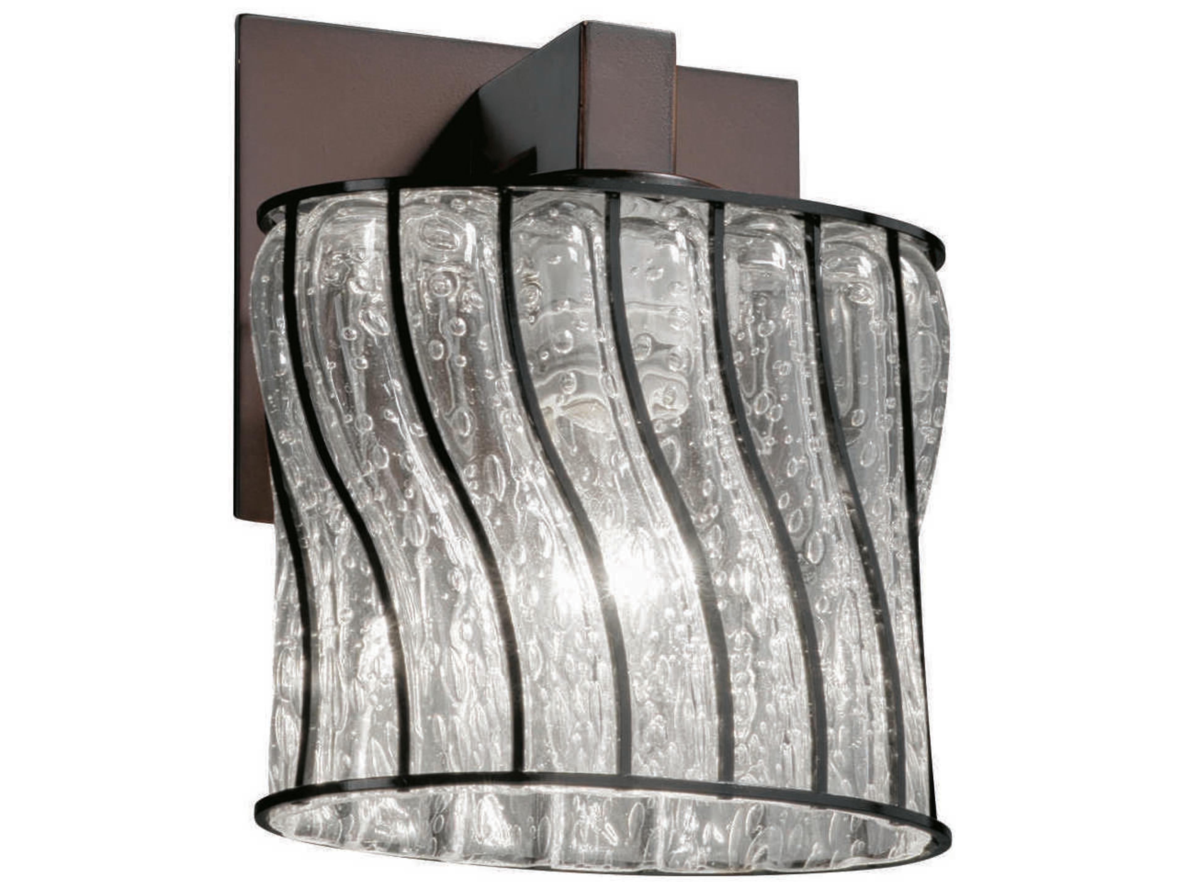 Justice Design Group Wire Glass 1-Light Bronze Wall Sconce