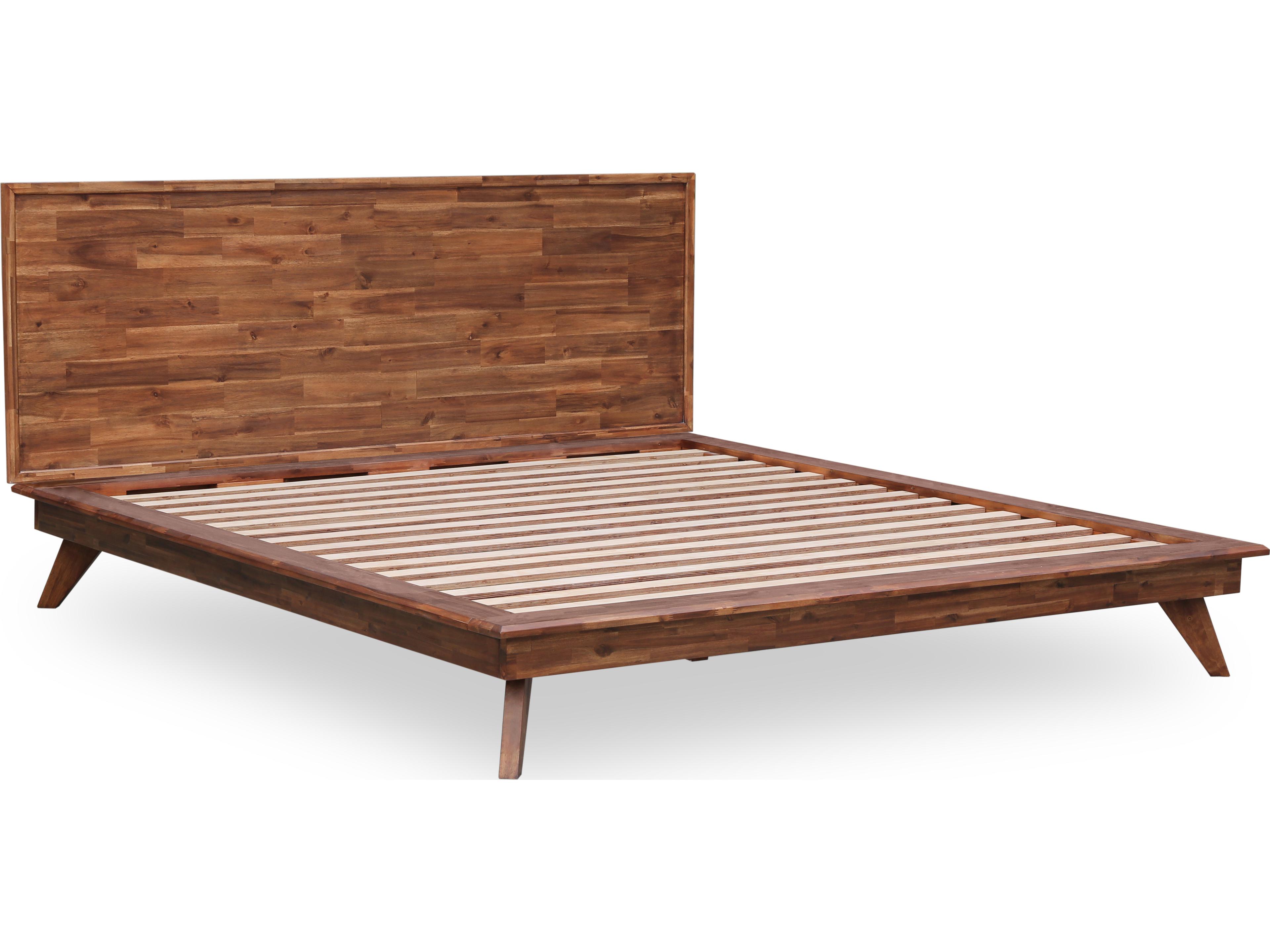 Unique Furniture Denali Walnut Brown Acacia Wood King Platform Bed