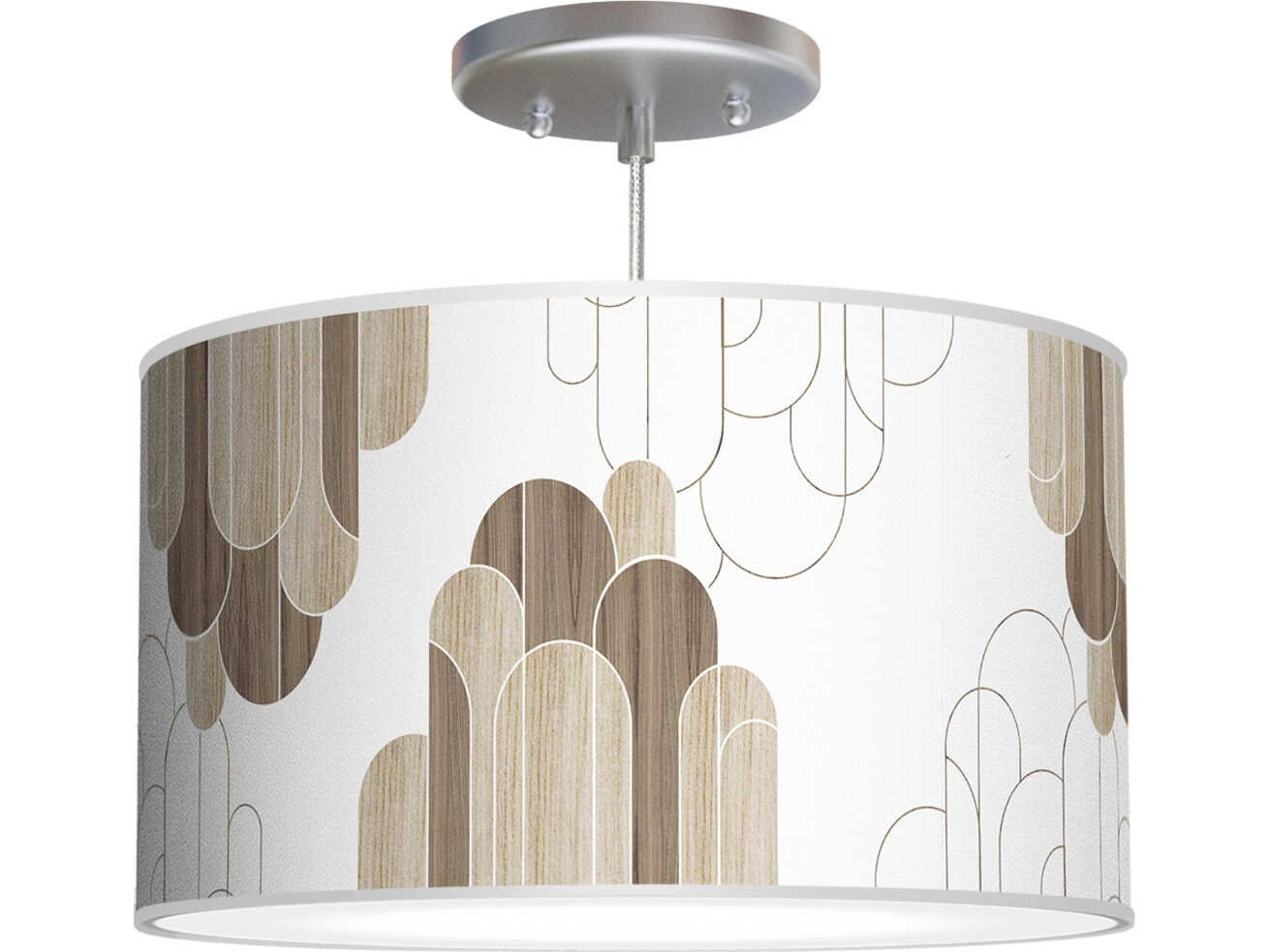 jefdesigns Arch Printed Thao 1-Light Brown Drum Pendant