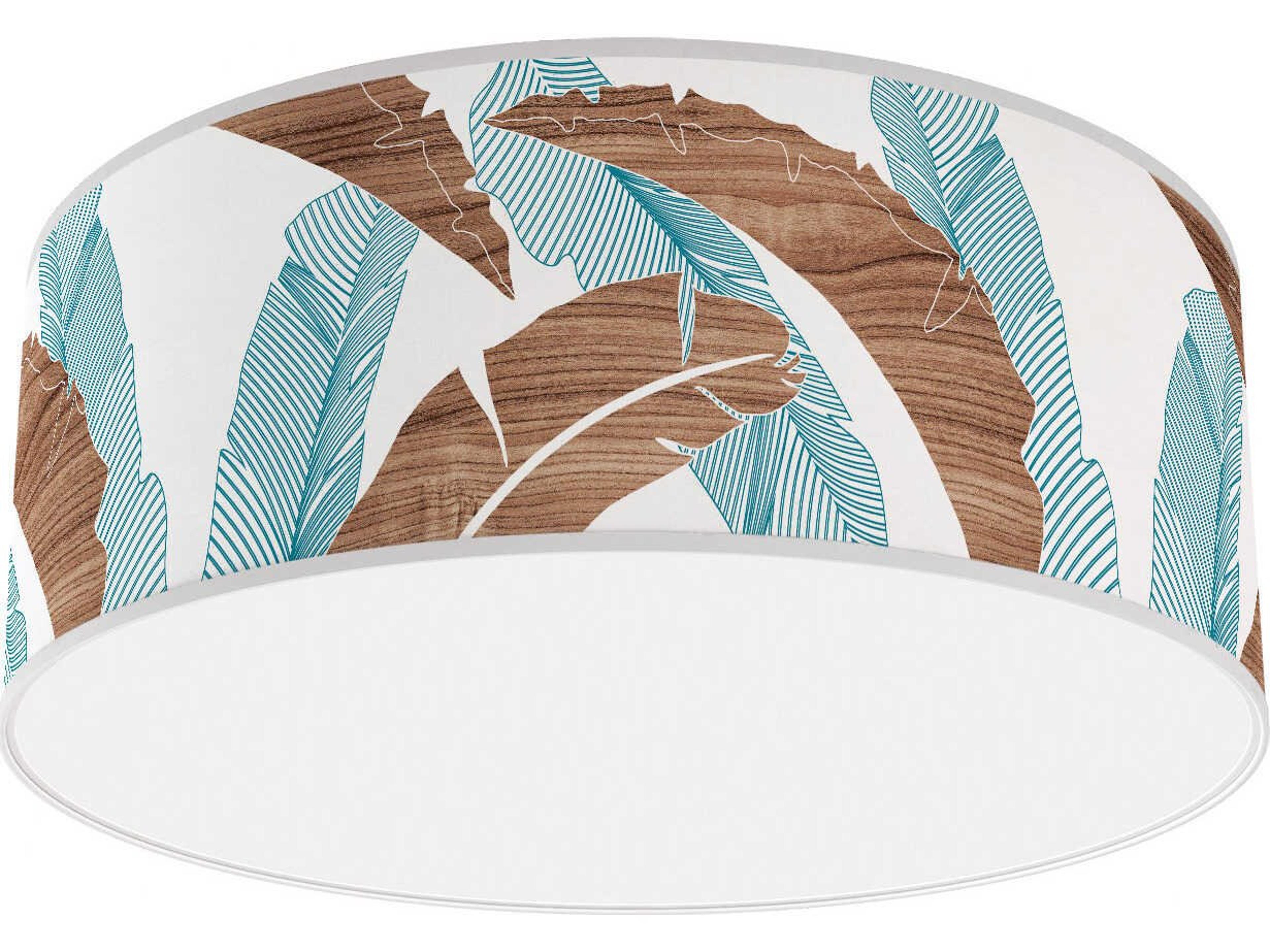 jefdesigns Banana Printed Andrea 1-Light Blue Drum Flush Mount