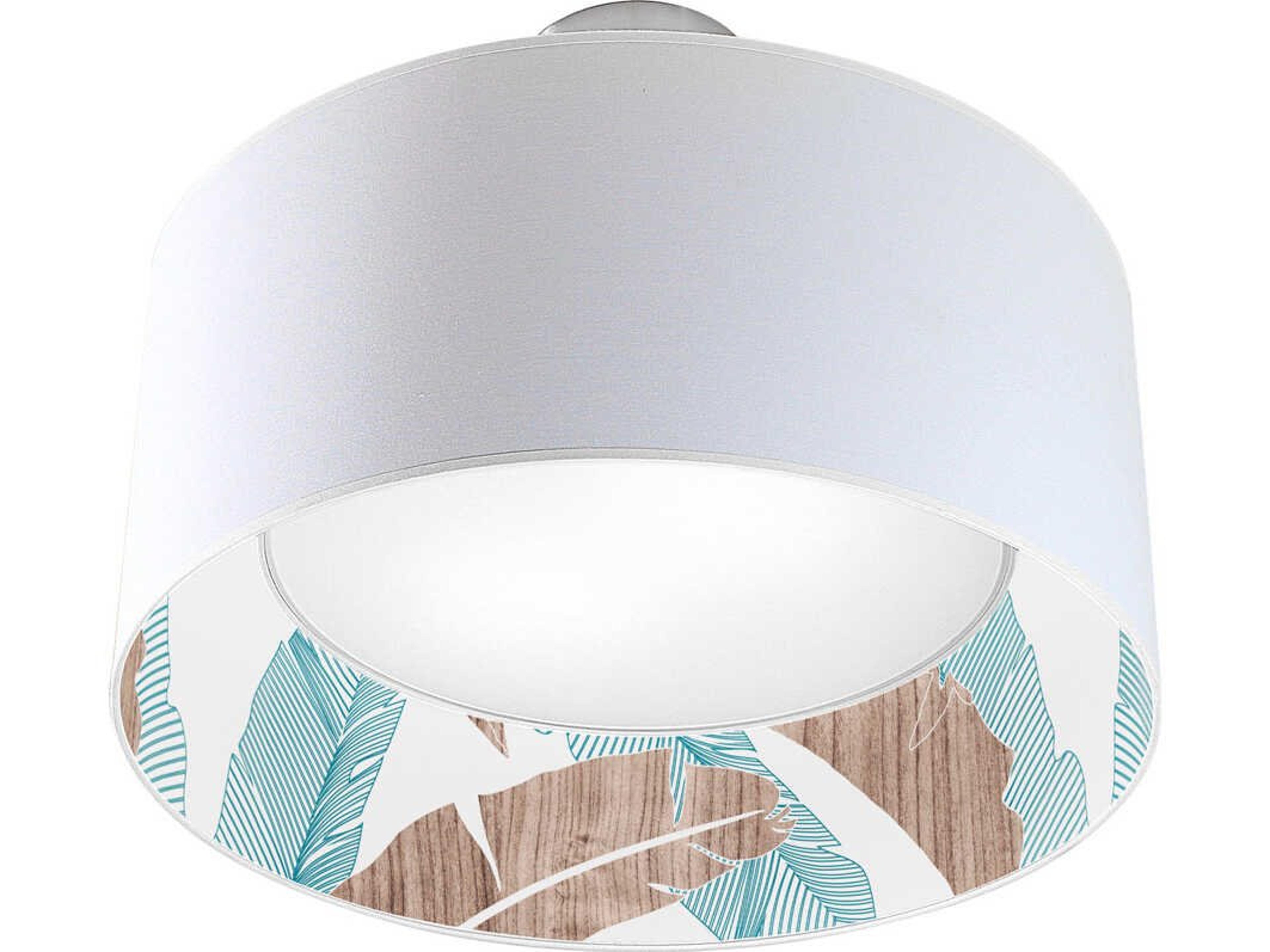 jefdesigns Banana Printed Inny 2-Light White Drum Flush Mount