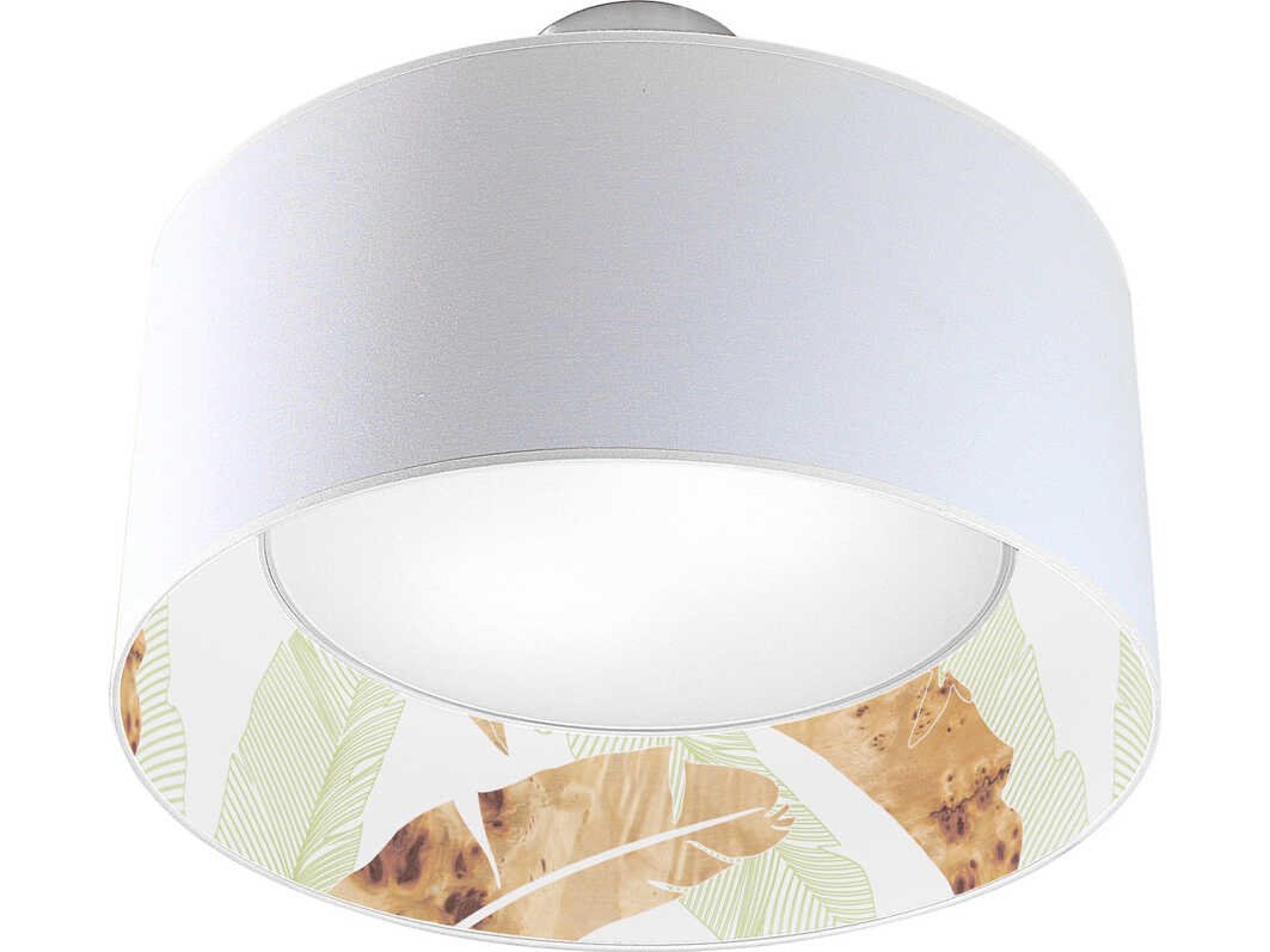 jefdesigns Banana Printed Inny 2-Light Green Drum Flush Mount