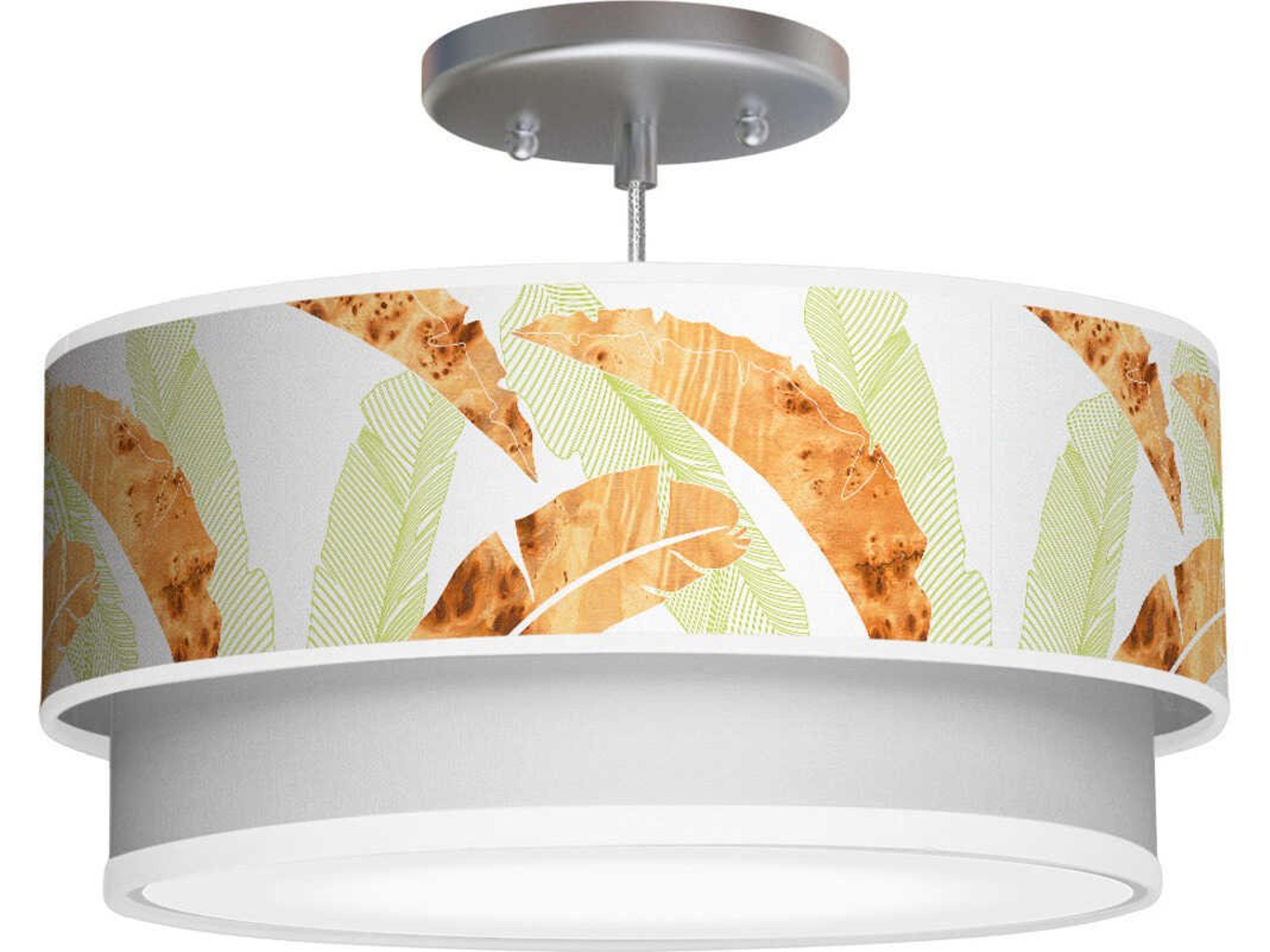 jefdesigns Banana Printed Luther 1-Light Green Drum Tiered Pendant