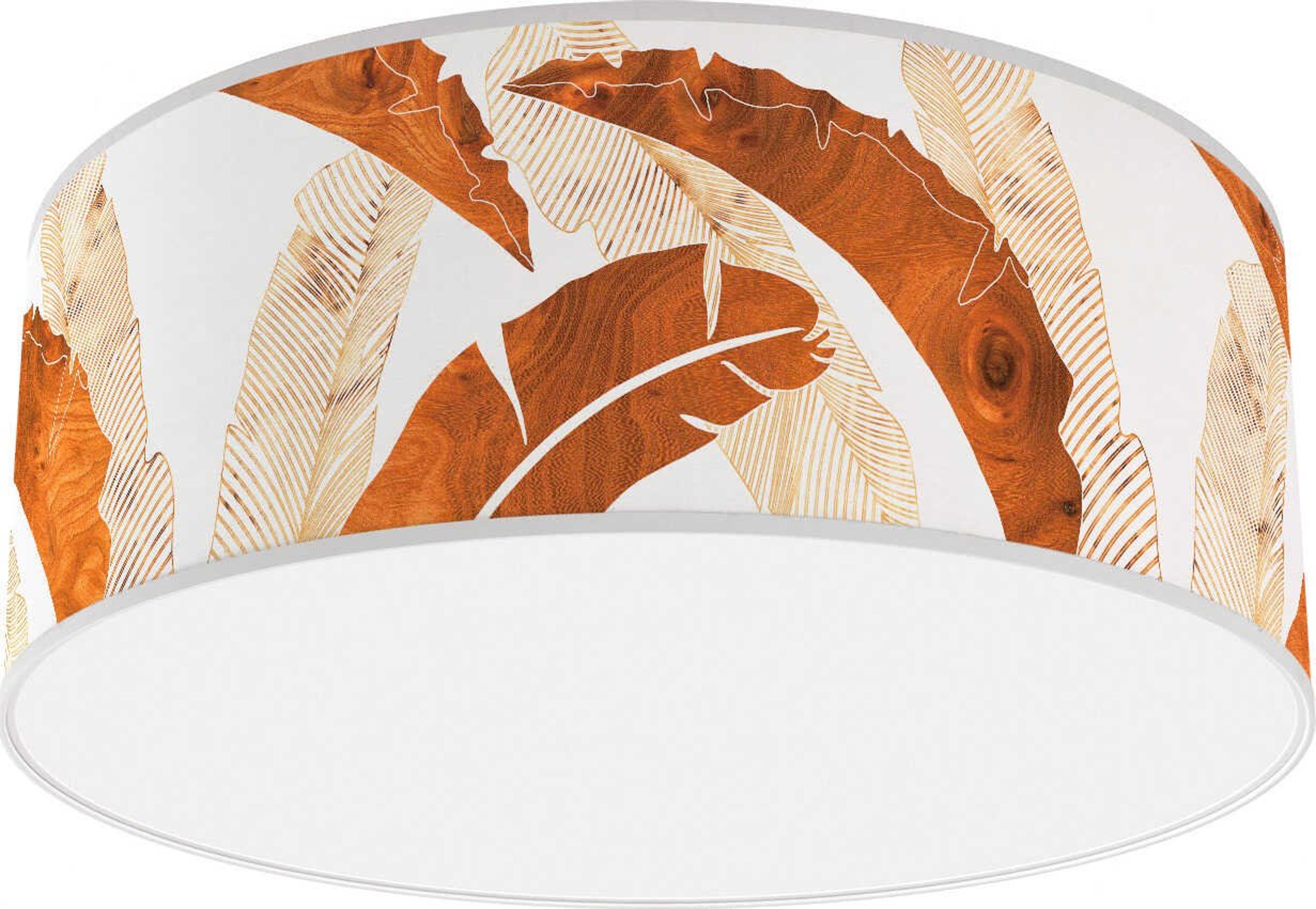 jefdesigns Banana Printed Andrea 1-Light Brown Drum Flush Mount