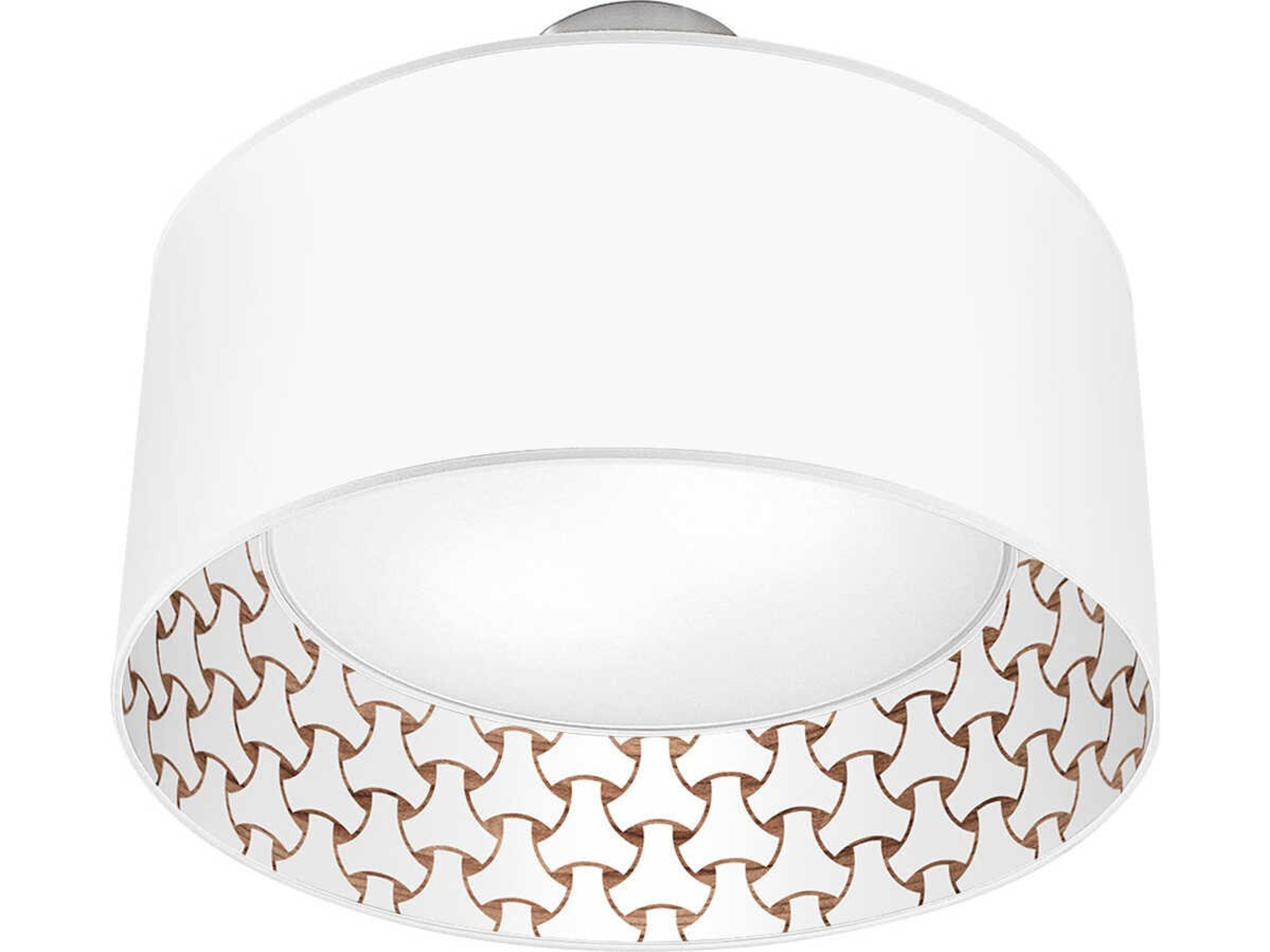 jefdesigns Basket Weave Printed Inny 2-Light Brown Drum Flush Mount