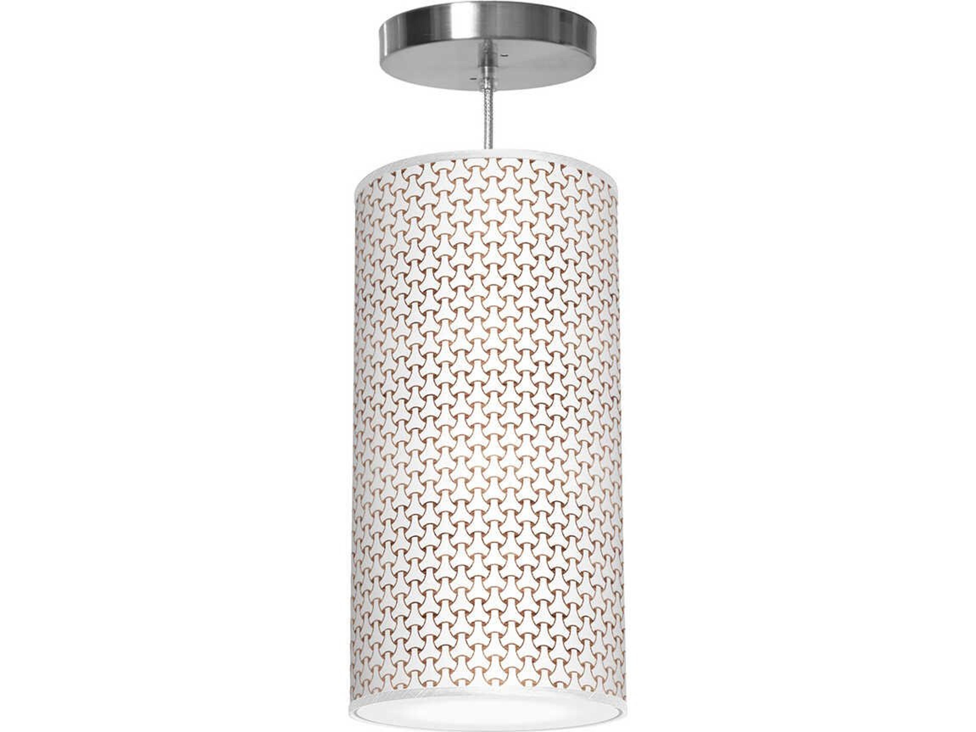 jefdesigns Basket Weave Printed Lisha 1-Light Brown Cylinder Mini Pendant