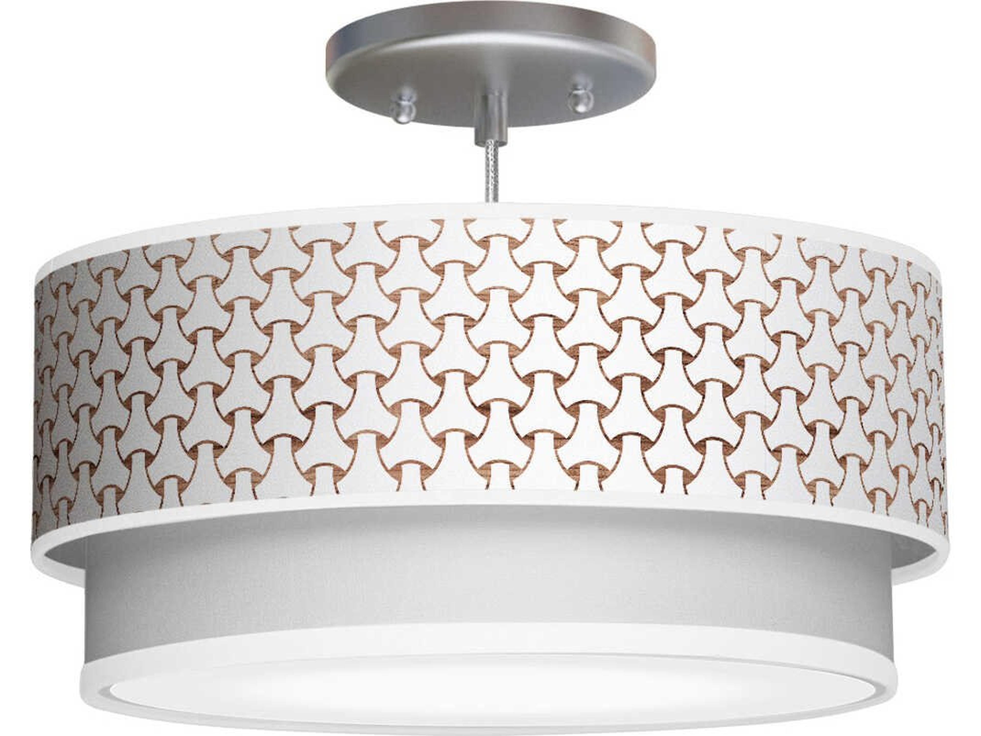 jefdesigns Basket Weave Printed Luther 1-Light Brown Drum Tiered Pendant